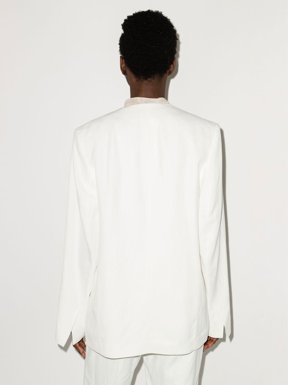 Collarless Single-breasted Blazer In White Product Image