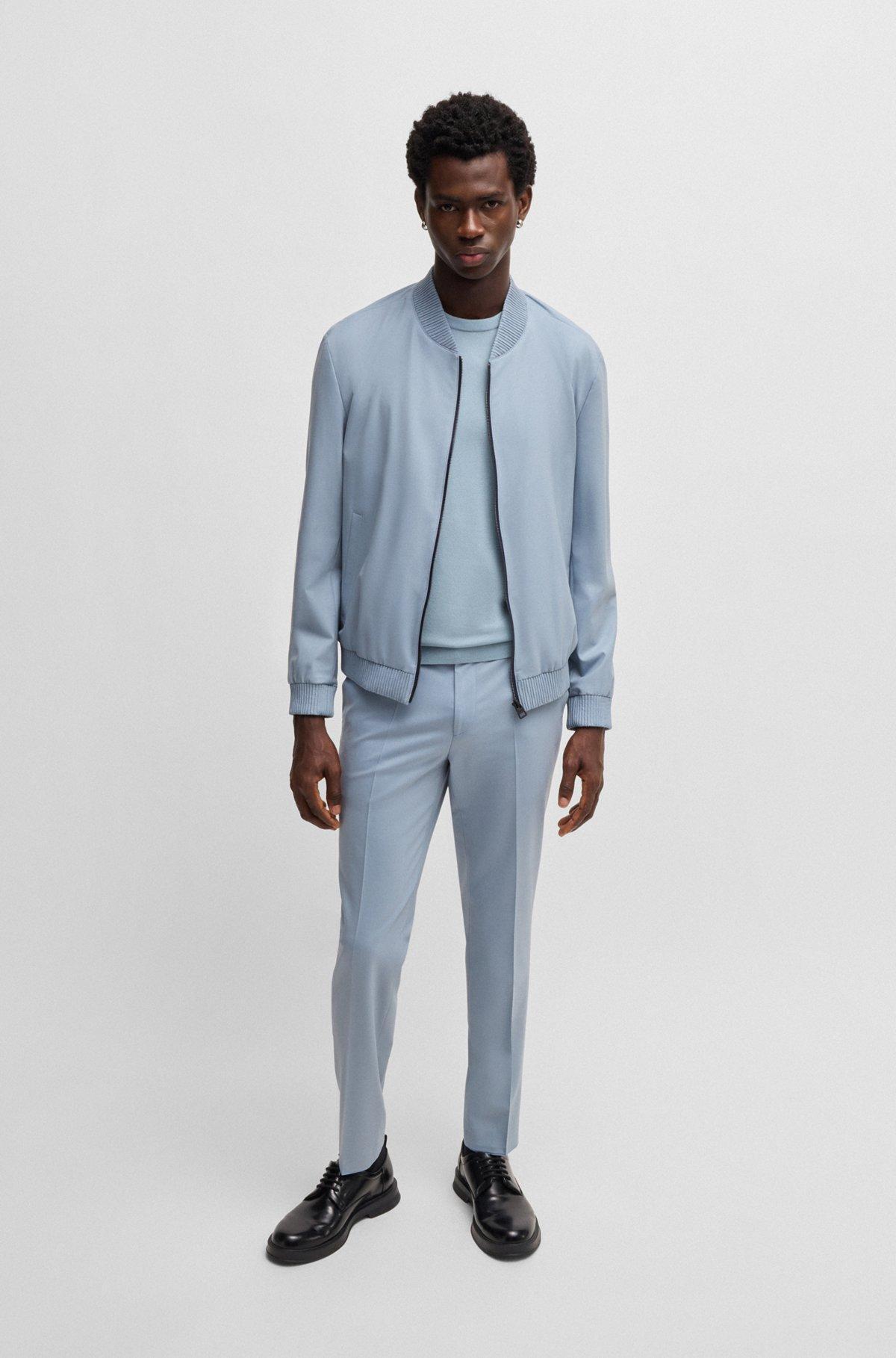 Slim-fit knitted sweater with short sleeves Product Image