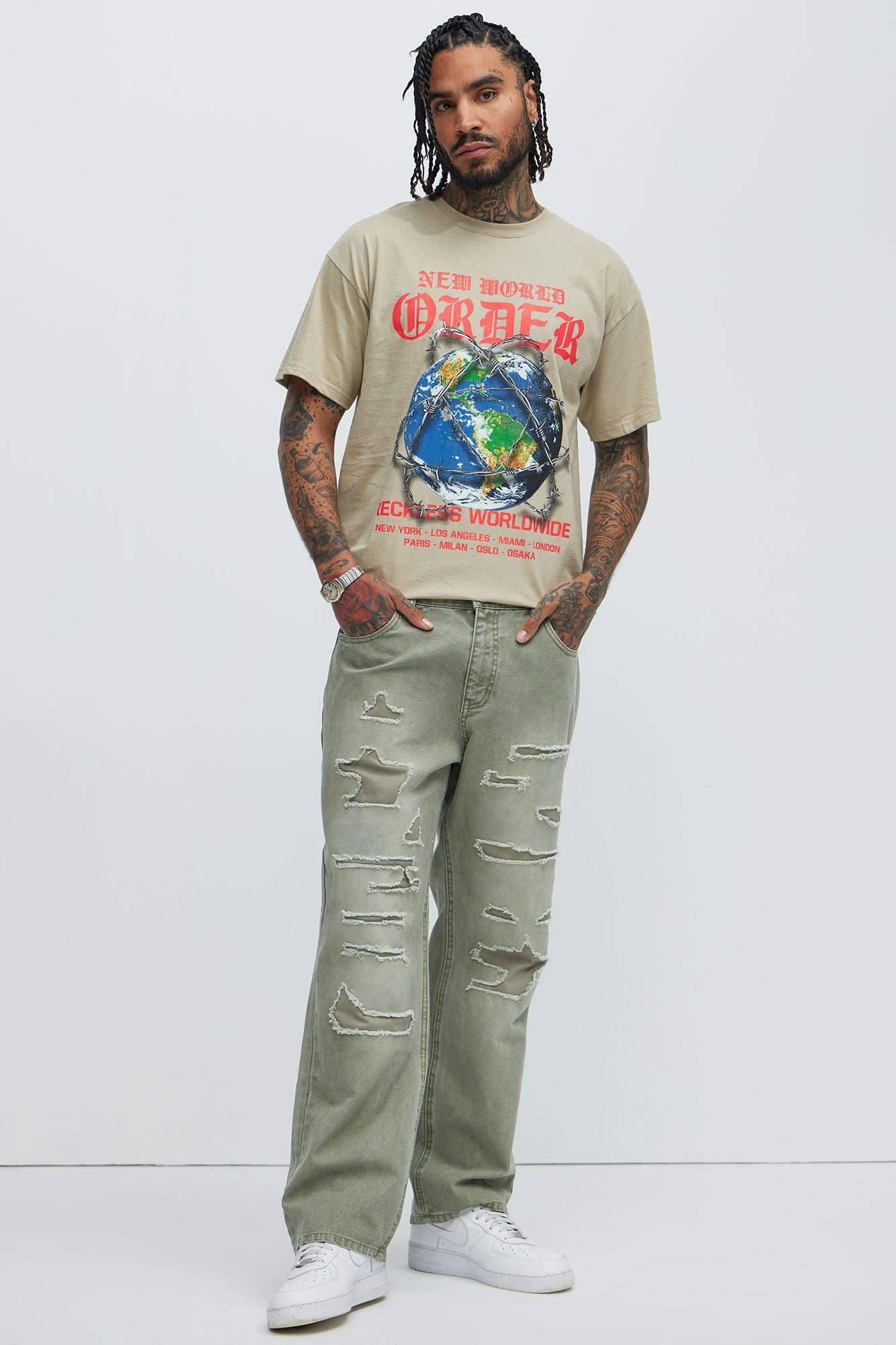 Centola Straight Repaired Pants - Olive Product Image