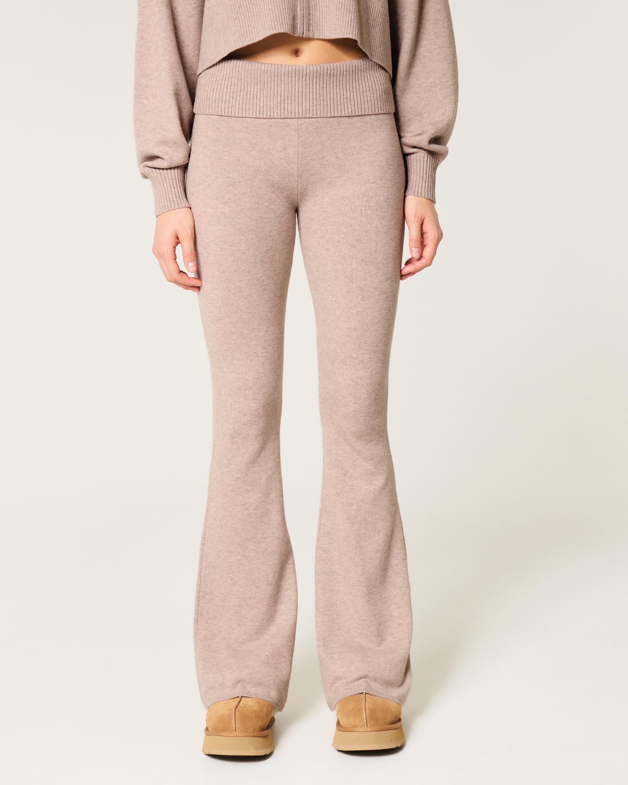 Gilly Hicks Sweater-Knit Foldover Waist Flare Pants Product Image