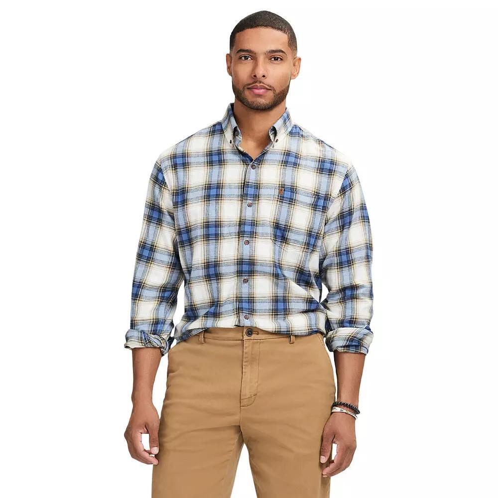 Men's IZOD Stratton Flannel Long Sleeve Button Down Shirt, Size: Small, Bijou Blue Product Image