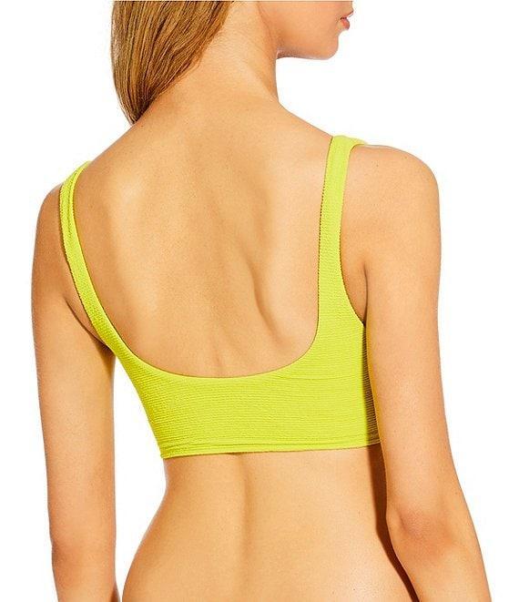 GB Solid Scrunchie Texture Knotted Side High Waisted Swim Bottom Product Image