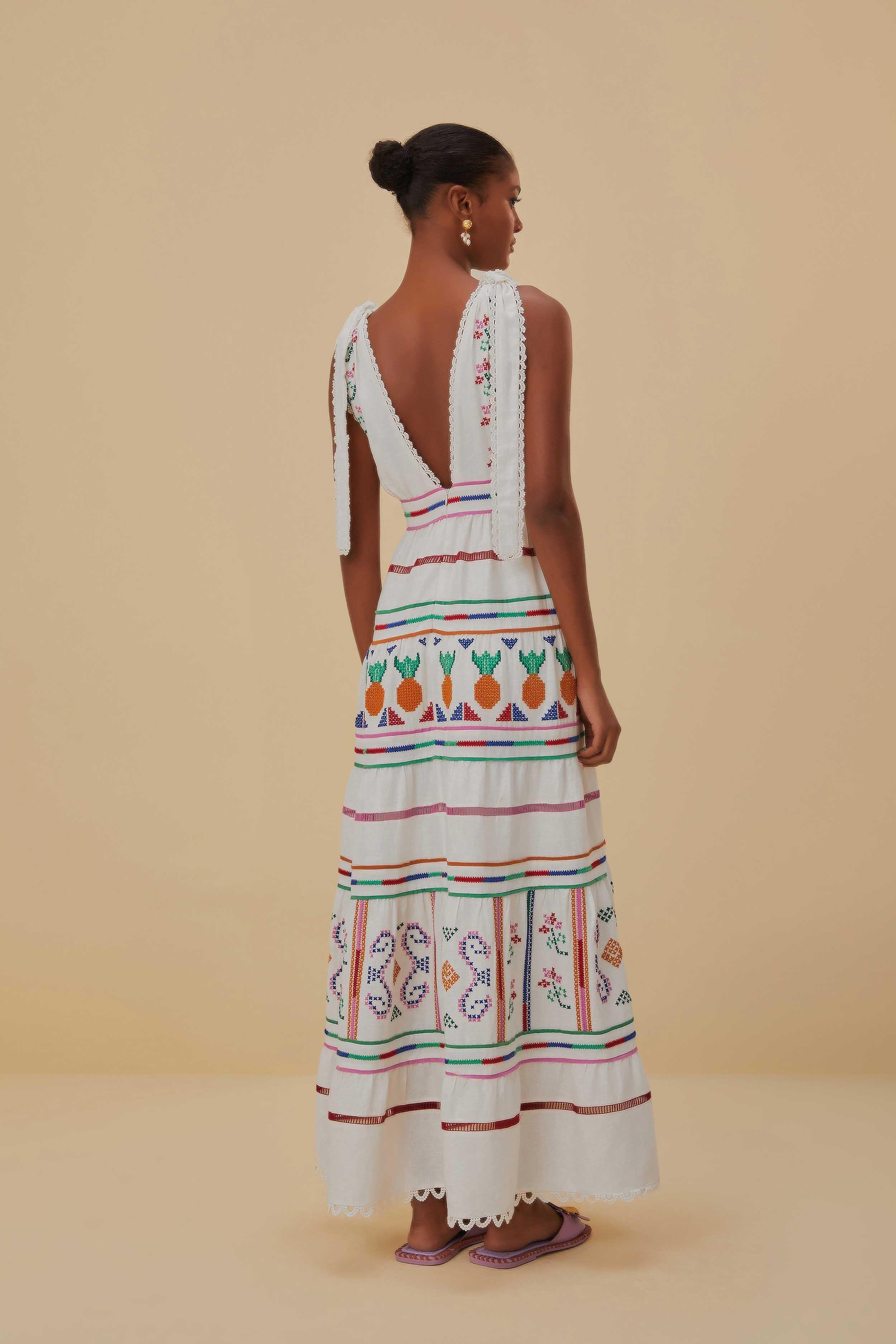 Off-White Embroidered Maxi Dress Product Image