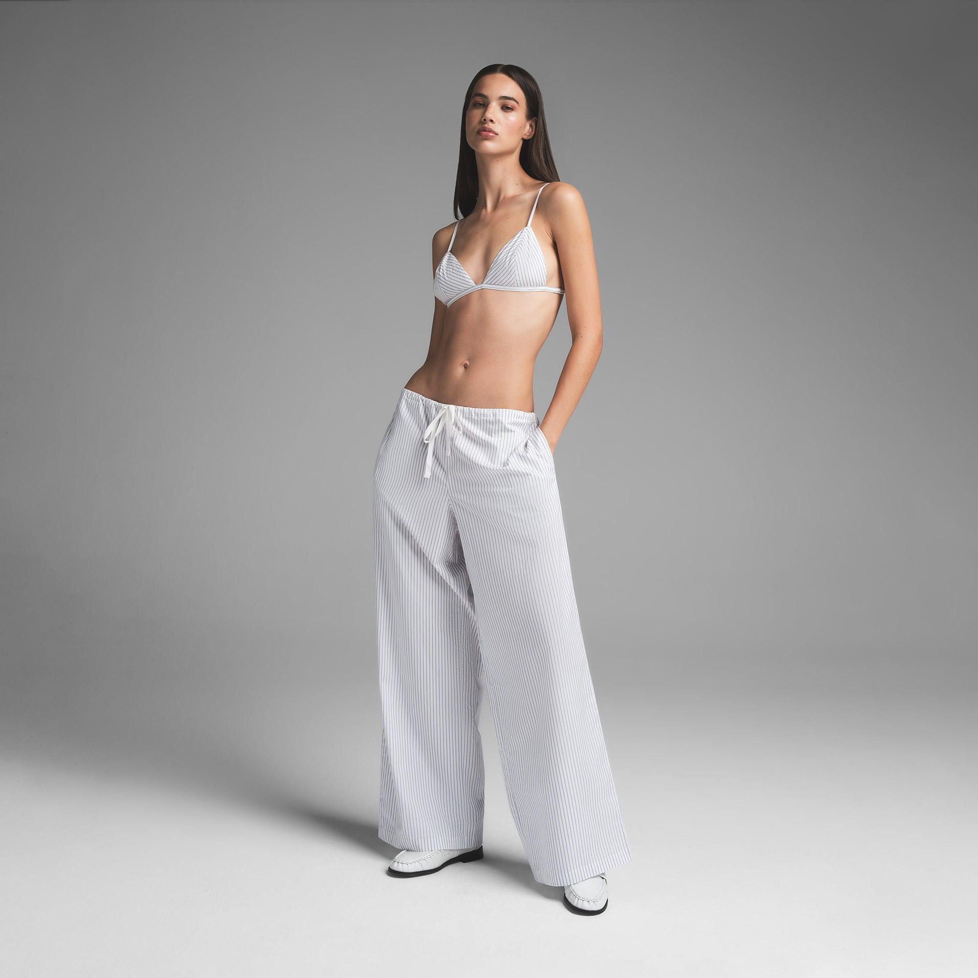 COTTON POPLIN STRAIGHT LEG PANT | ZEN BLUE STRIPE Product Image