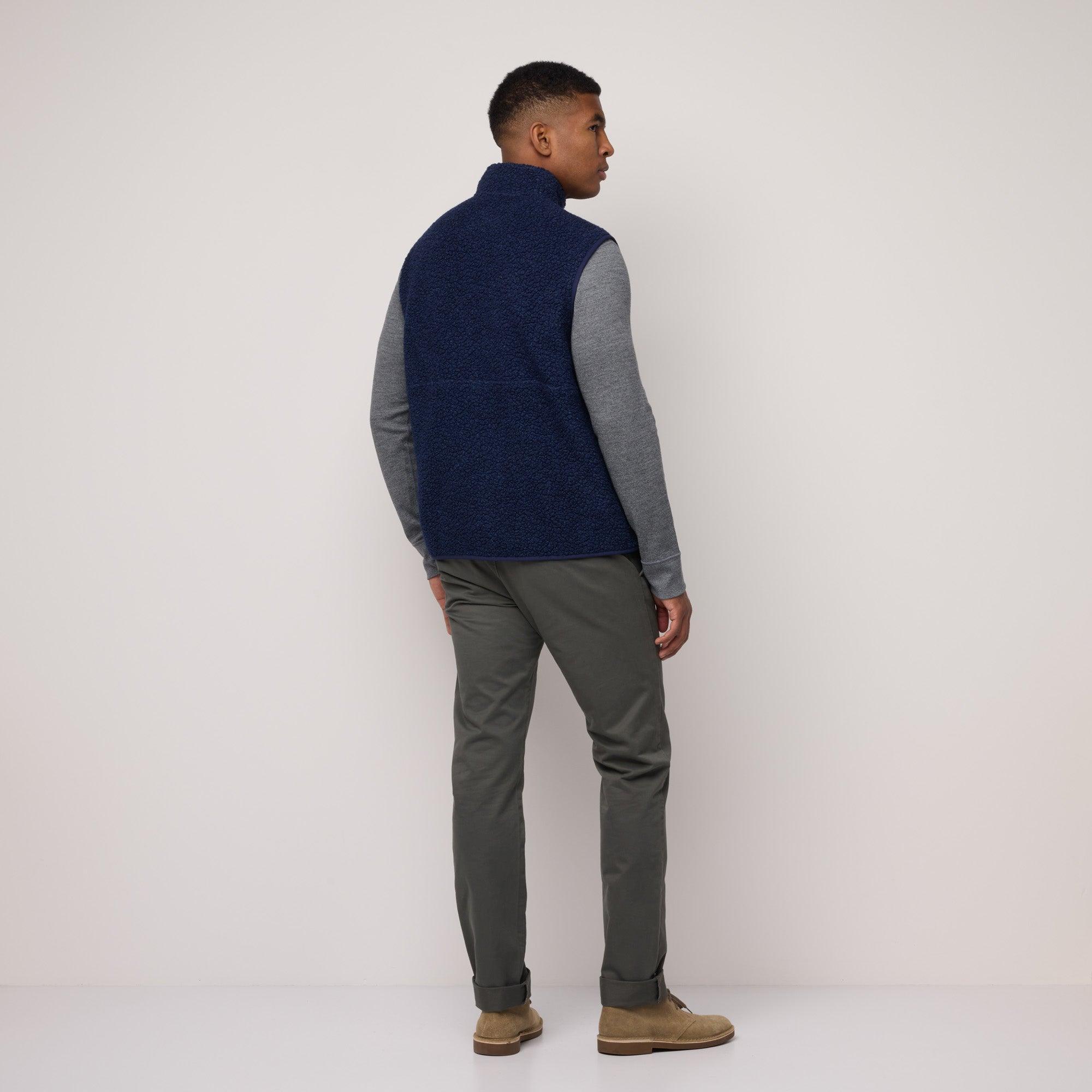 Merino Wool Full-Zip Fleece Vest | Navy Heather Product Image