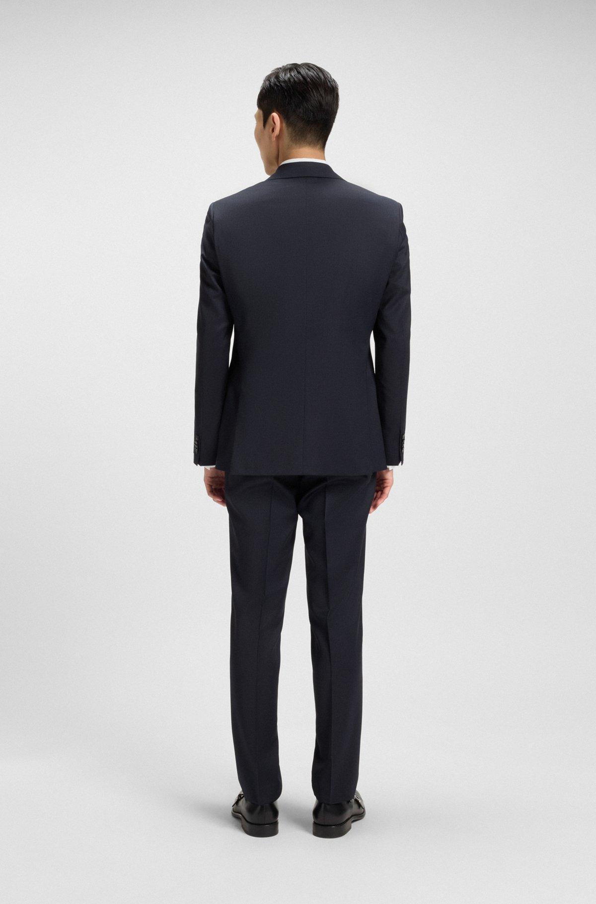 BOSS - Regular-fit suit in striped virgin wool - Dark Blue Product Image