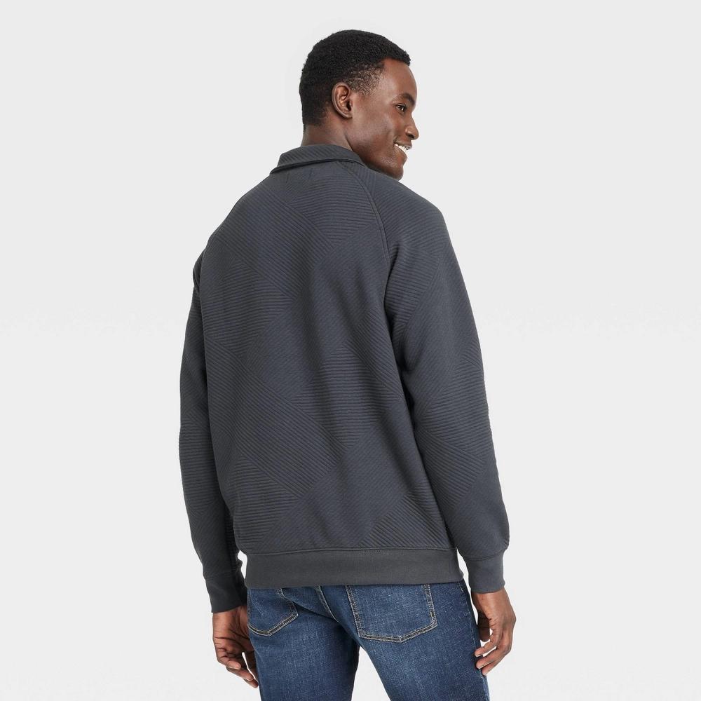 Mens Quilted Snap Pullover Sweatshirt - Goodfellow & Co Dark L Product Image