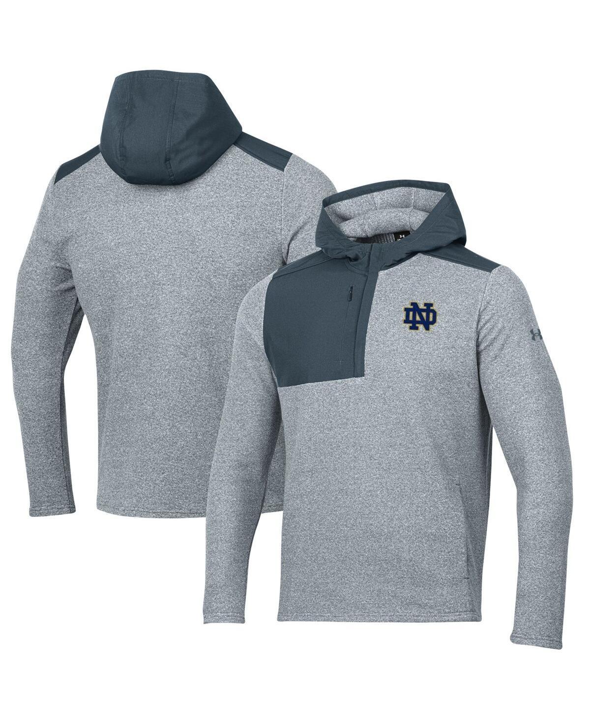 Men's Under Armour Gray Notre Dame Fighting Irish Survivor Fleece Hoodie Quarter-Zip Jacket, Size: Small, Grey Product Image