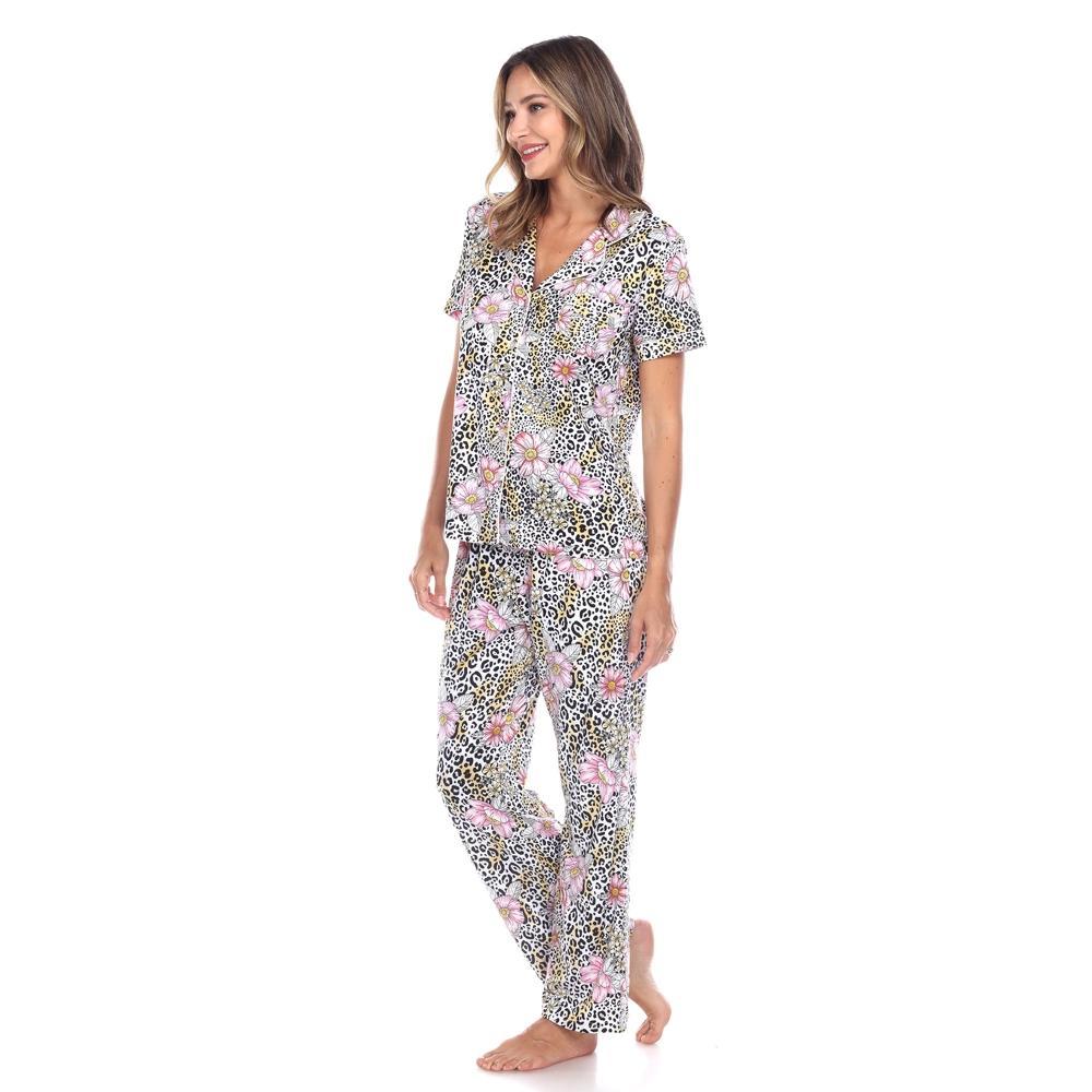 Women's Short Sleeve Top and Pants Pajama Set - White Mark Product Image