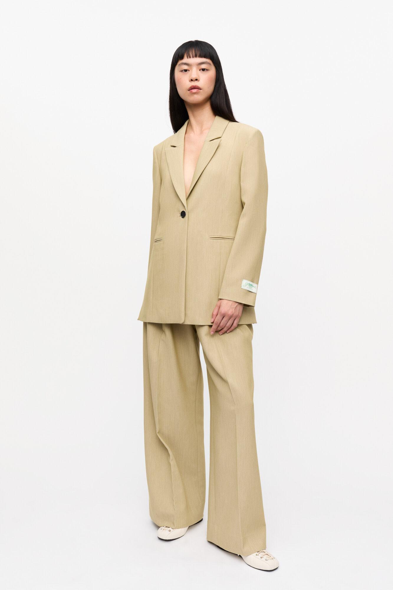 Beige Twill Suiting Blazer Product Image