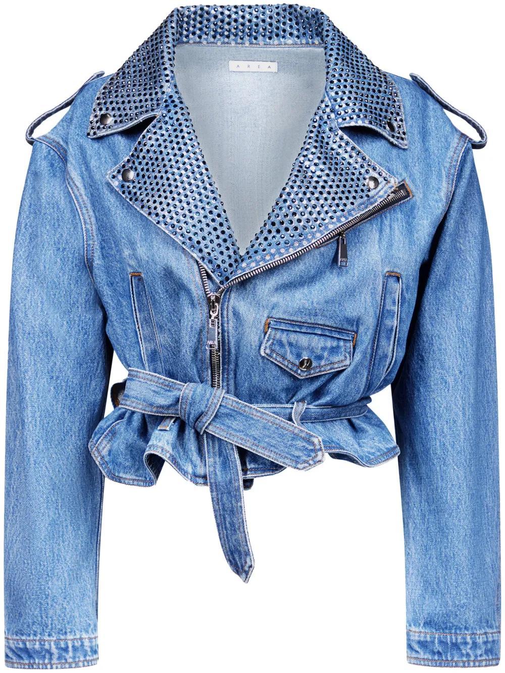 crystal-embellished denim jacket Product Image