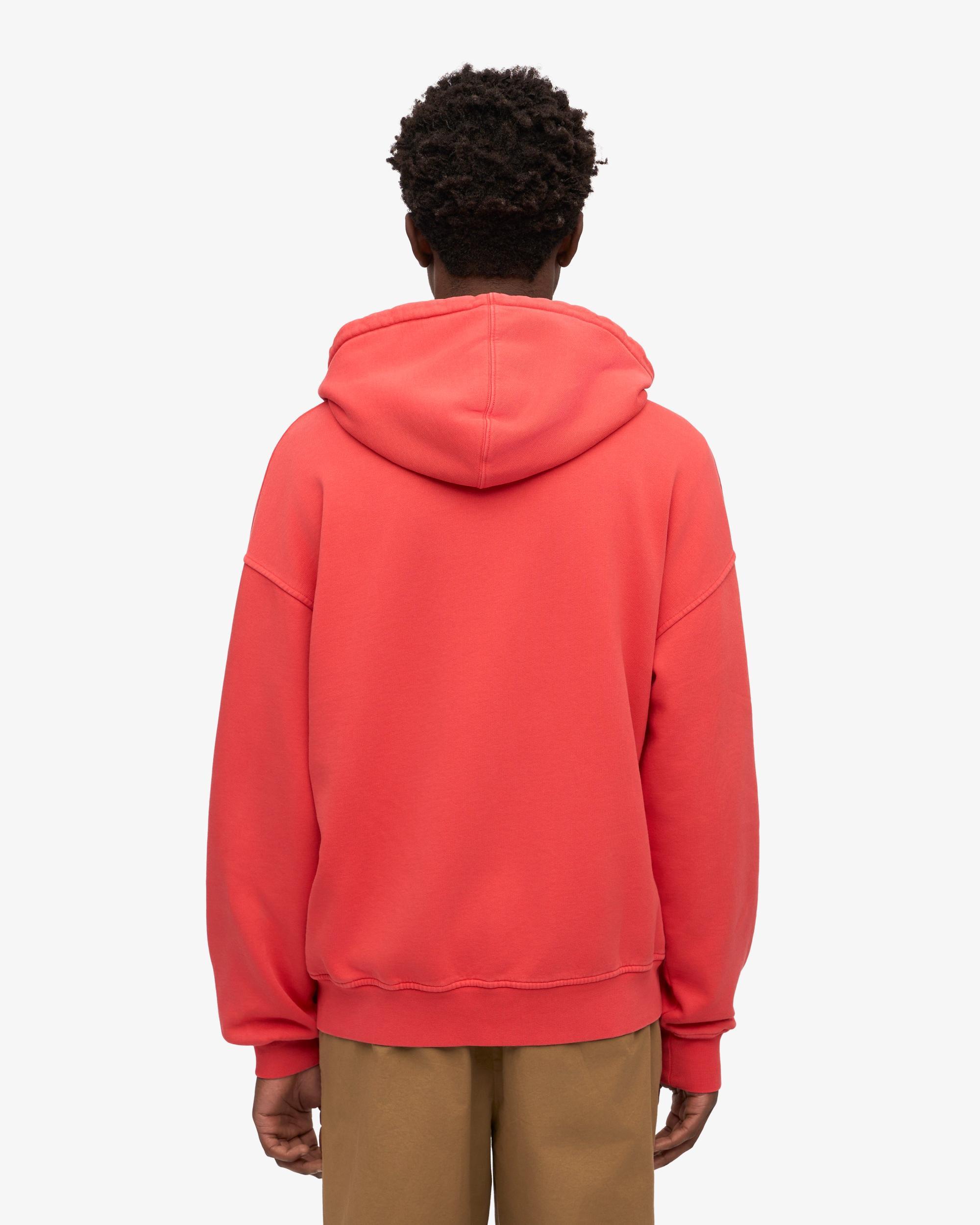 Organic Oversized Zip Hood - Red Tangerine Product Image