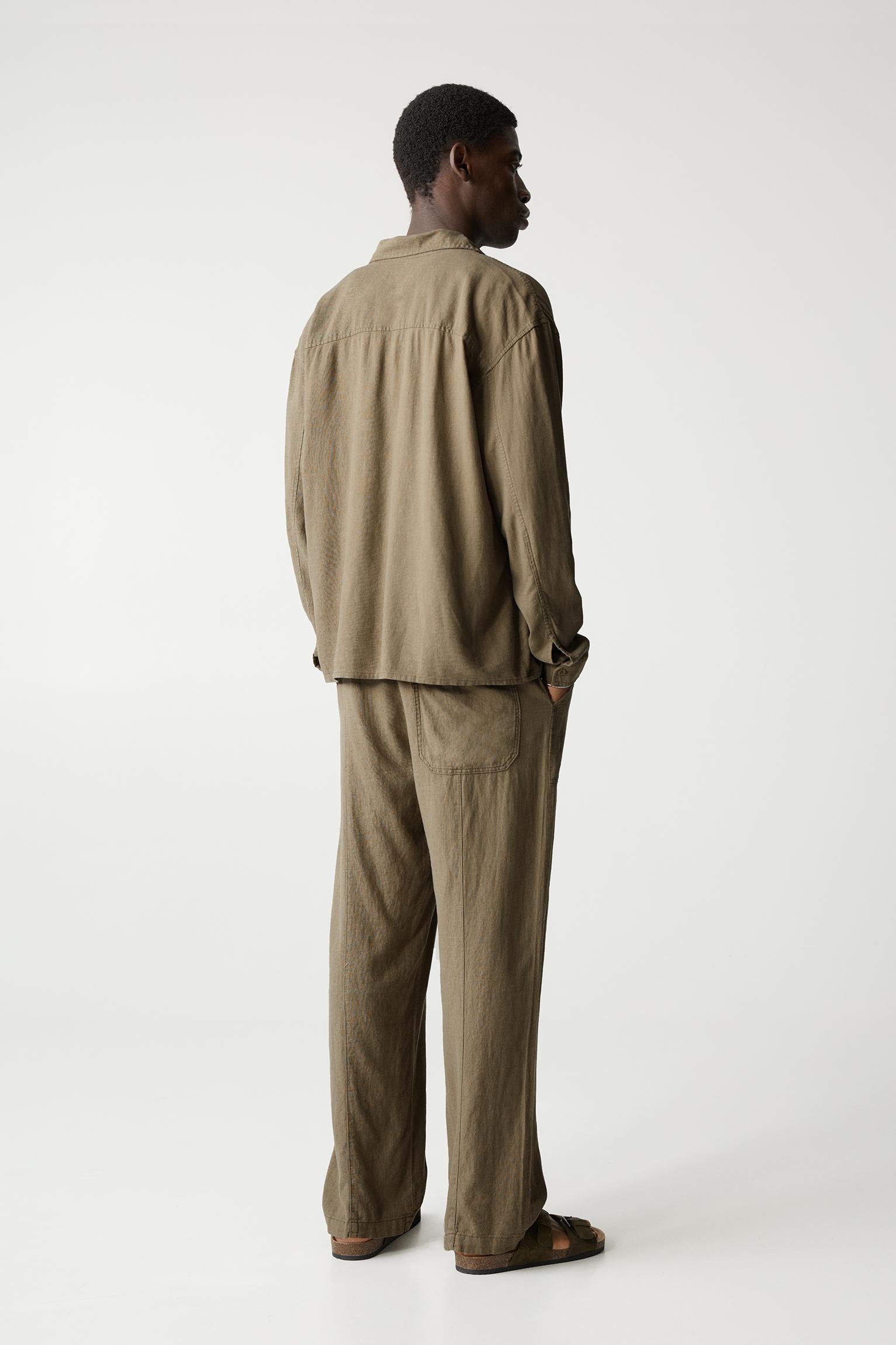 Long sleeve linen blend shirt Product Image