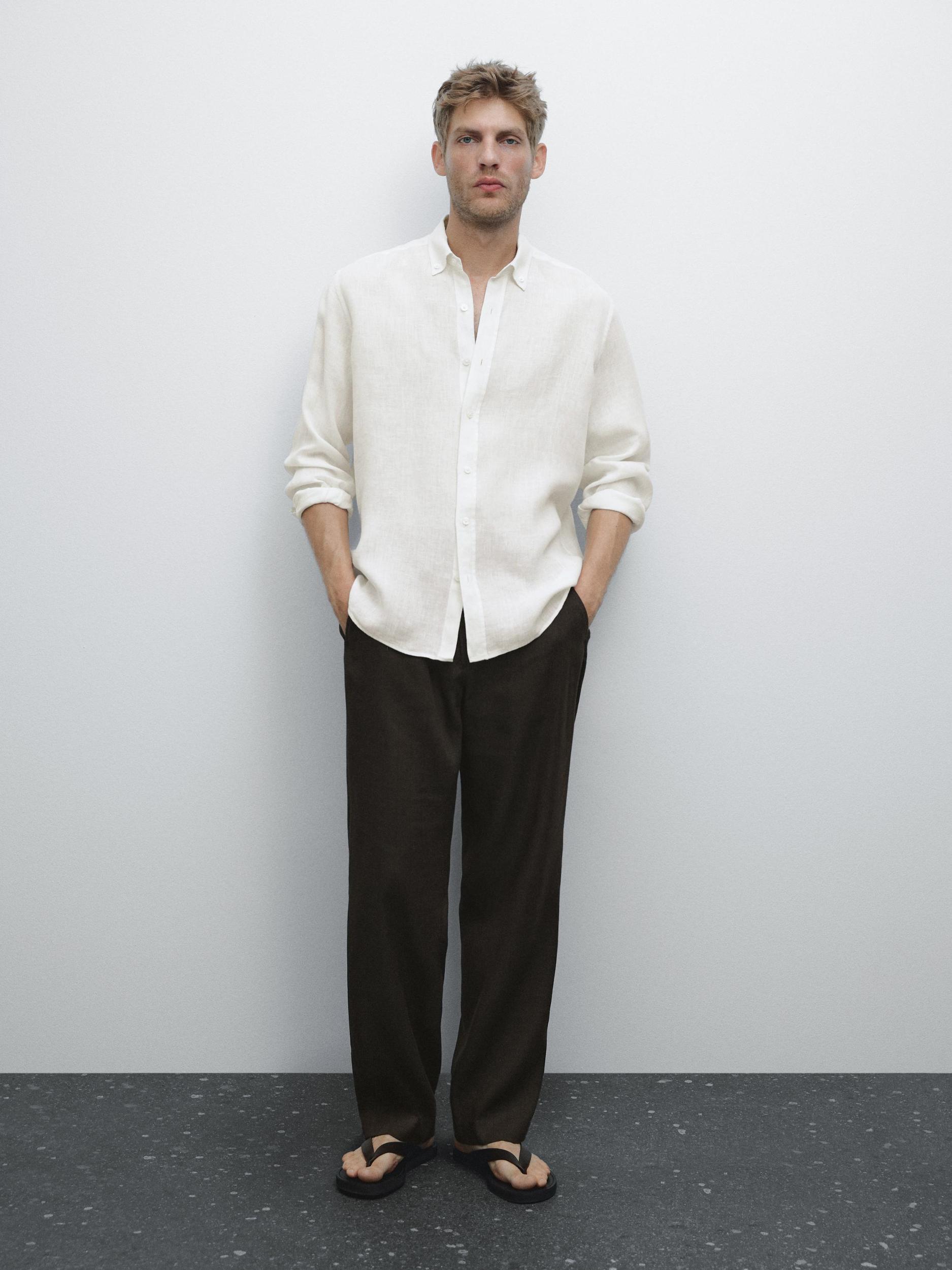 100% linen regular fit shirt Product Image