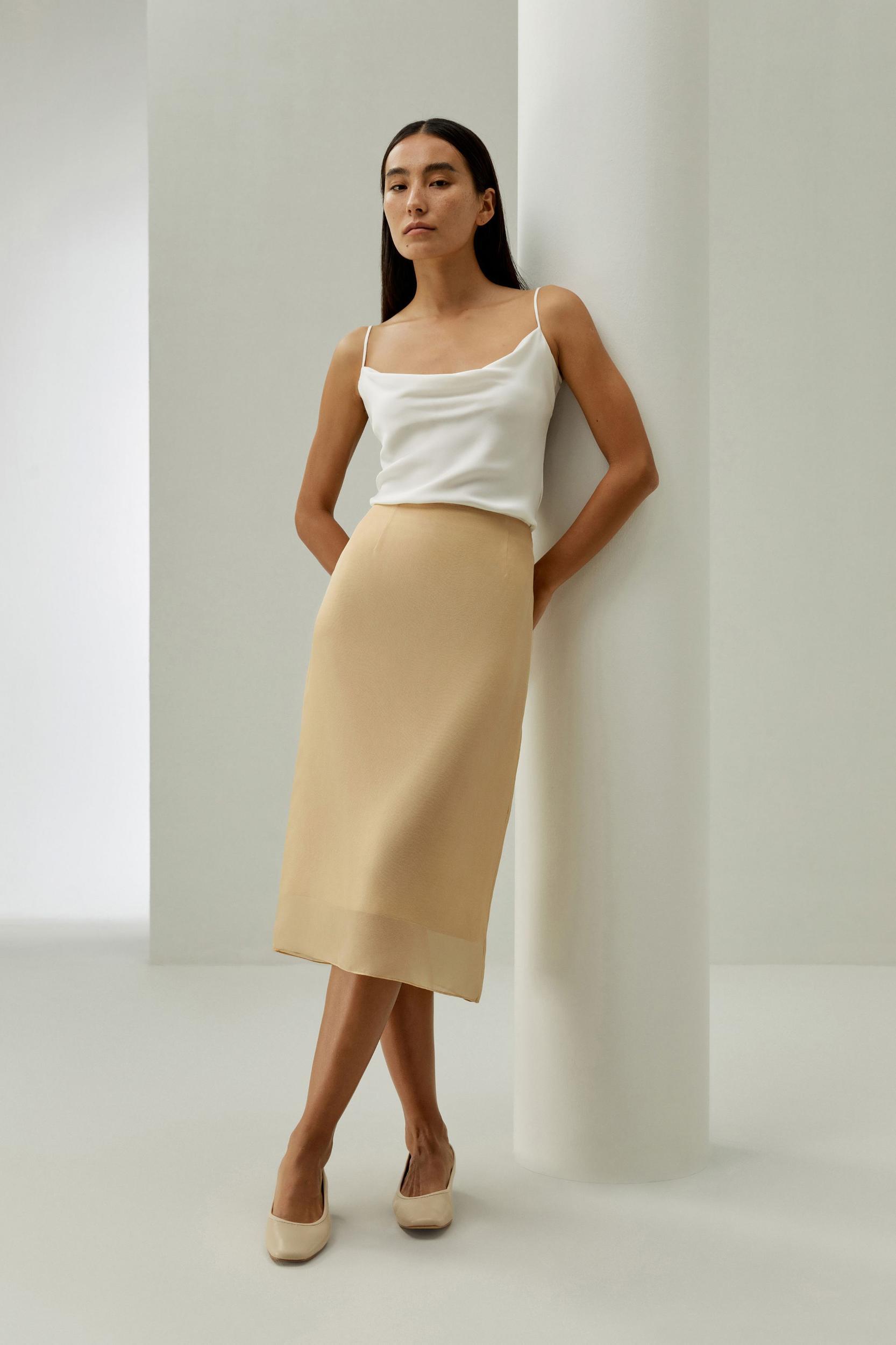 Tailored A-line Silk Skirt Product Image