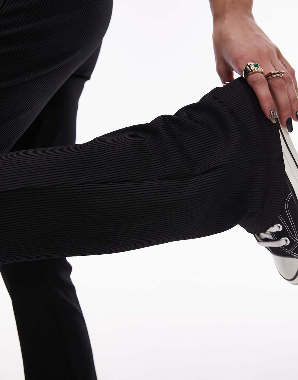 Topshop skinny rib flare in black Product Image