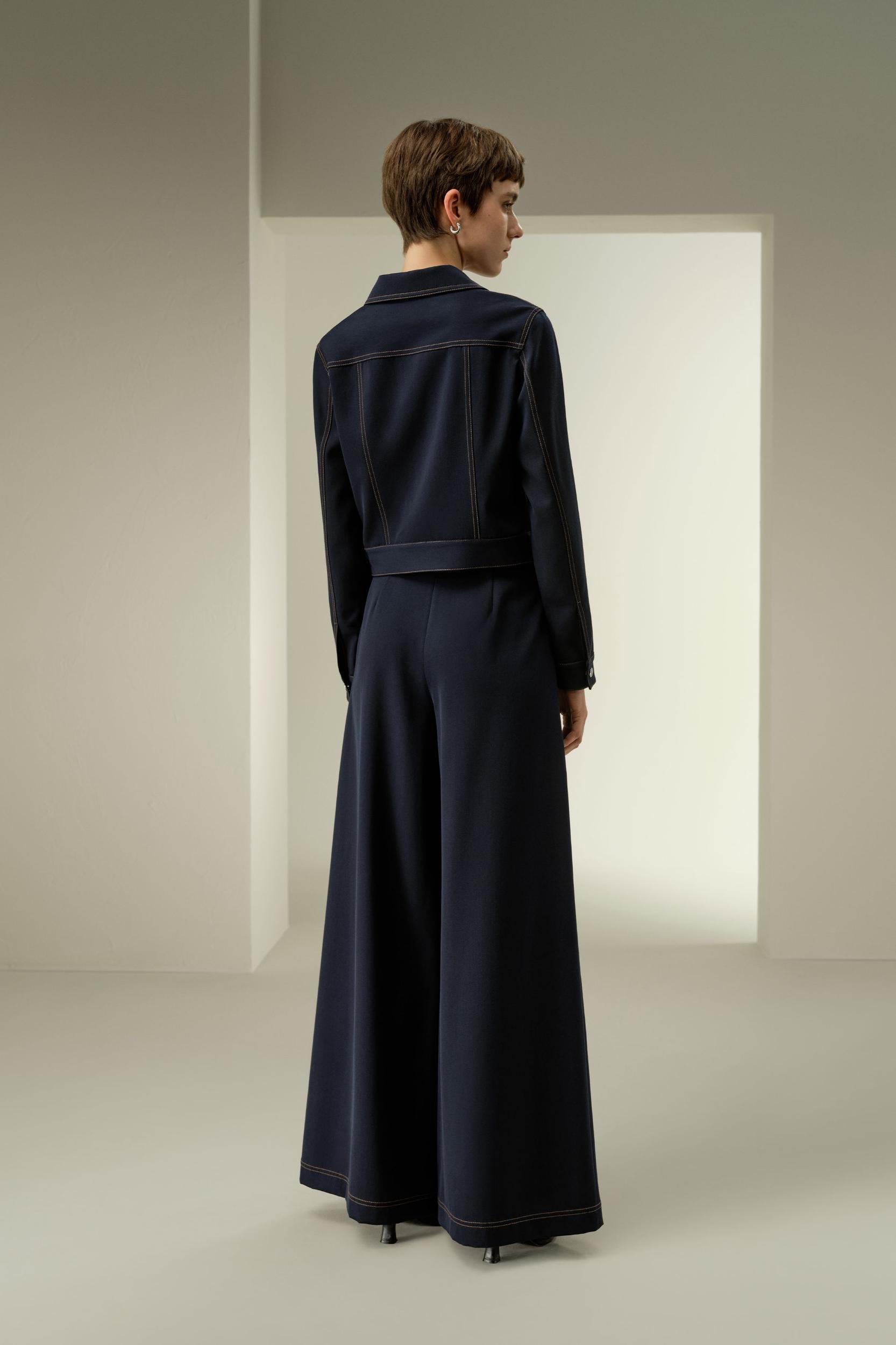 LILYSILK Wool Trousers Women - Navy Blue 100% Merino Wool - Stylish Oversized Pockets Trouser Pants 12 Product Image