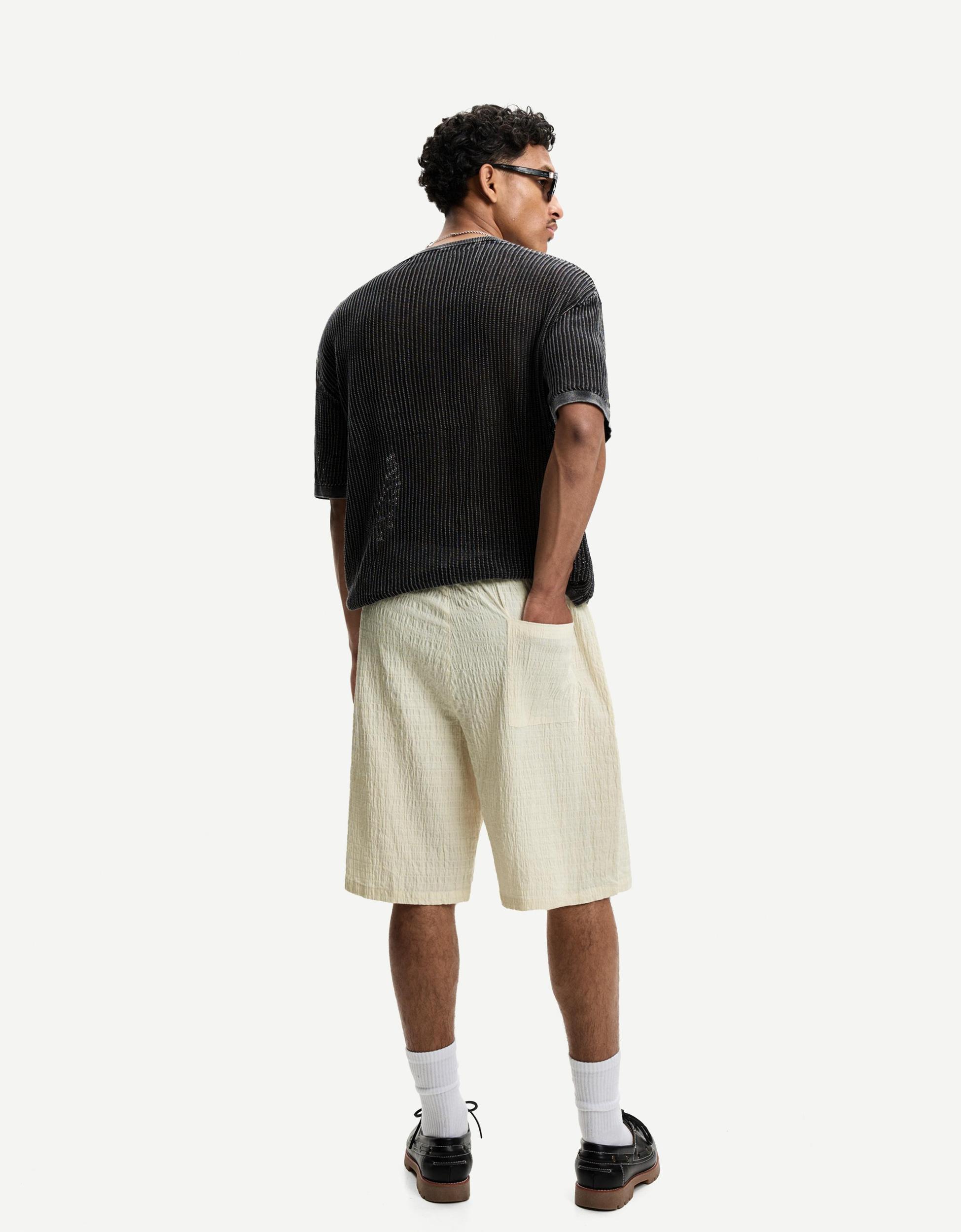Textured Bermuda sweat shorts Product Image
