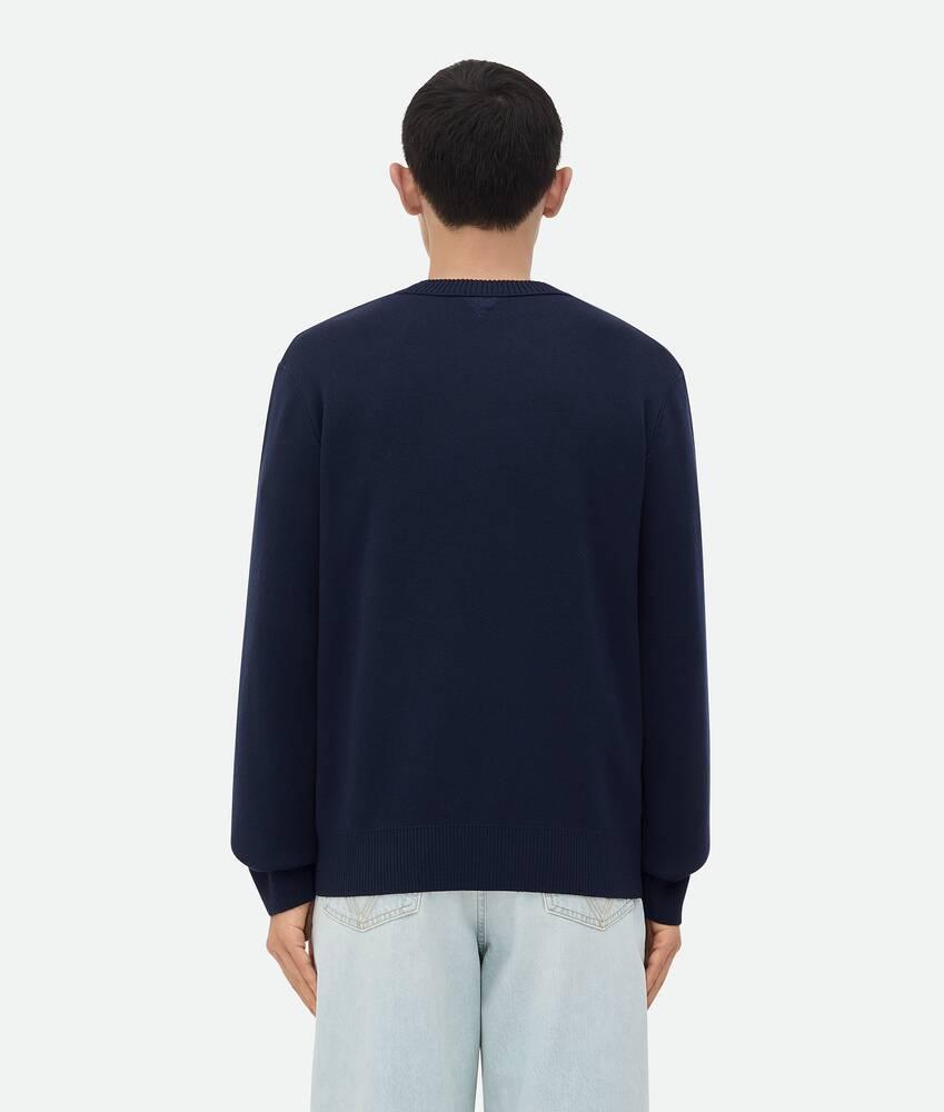 Men's Wool And Viscose Jumper in Navy Product Image