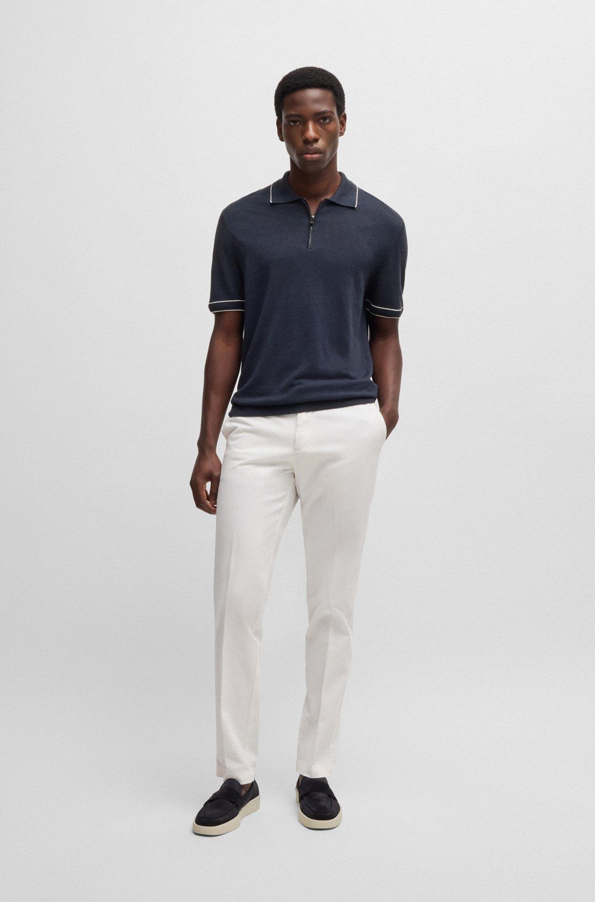 Linen-blend sweater with zip placket Product Image