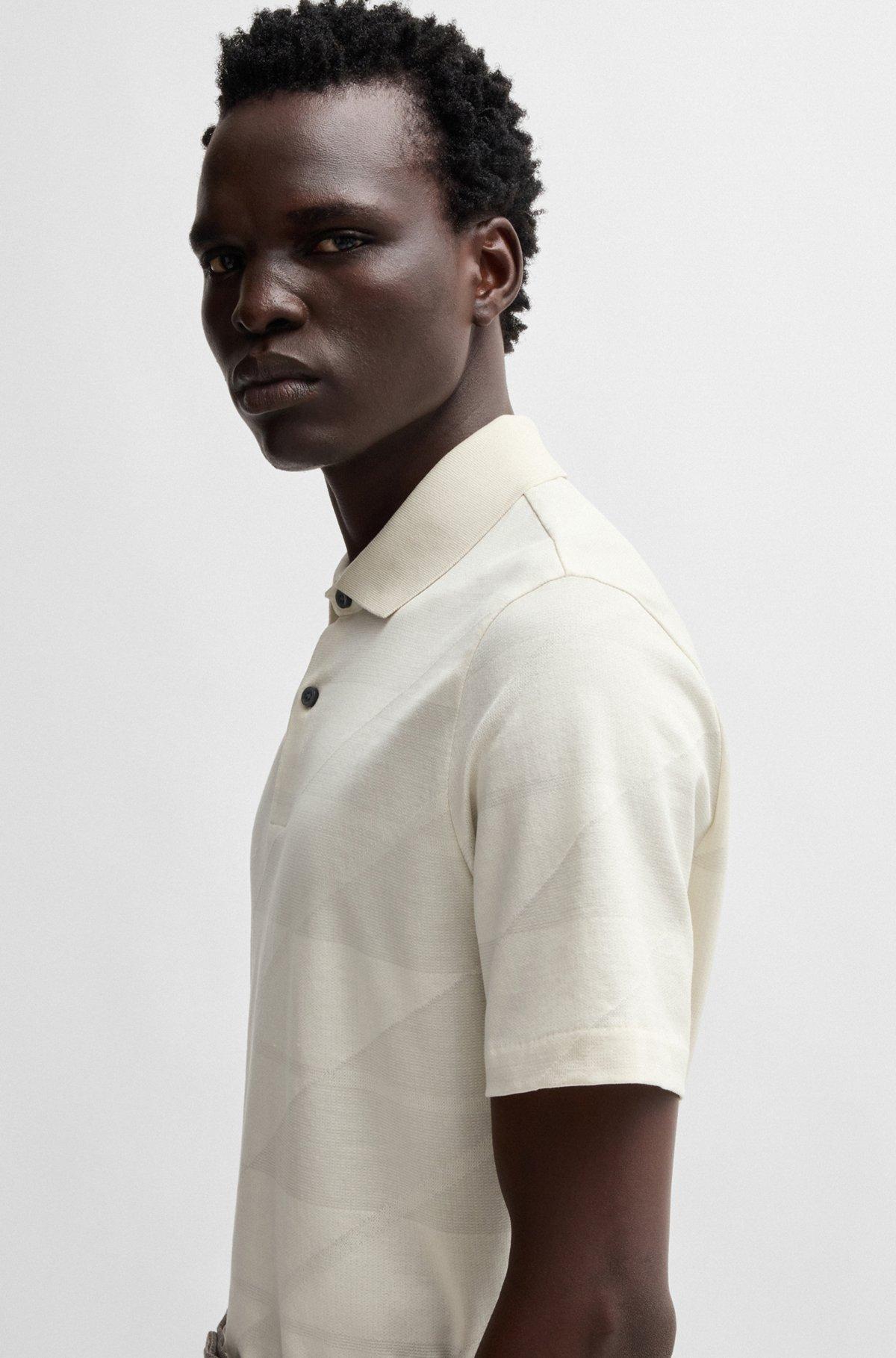 Mercerized-cotton polo shirt with jacquard pattern Product Image