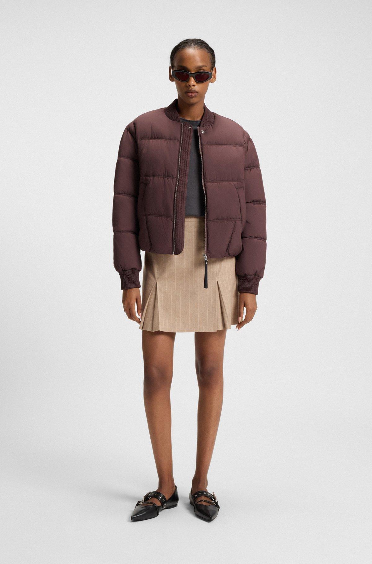 HUGO - Water-repellent puffer jacket in a bomber style - Dark Brown Product Image