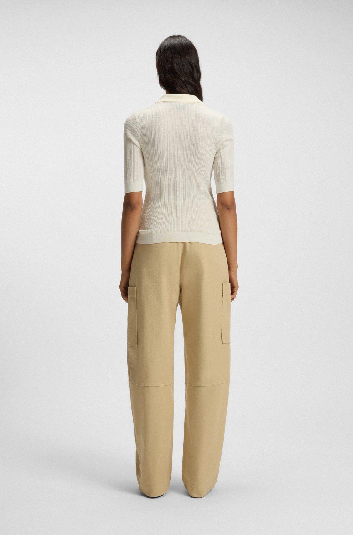 Virgin-wool sweater with collar and buttoned placket Product Image