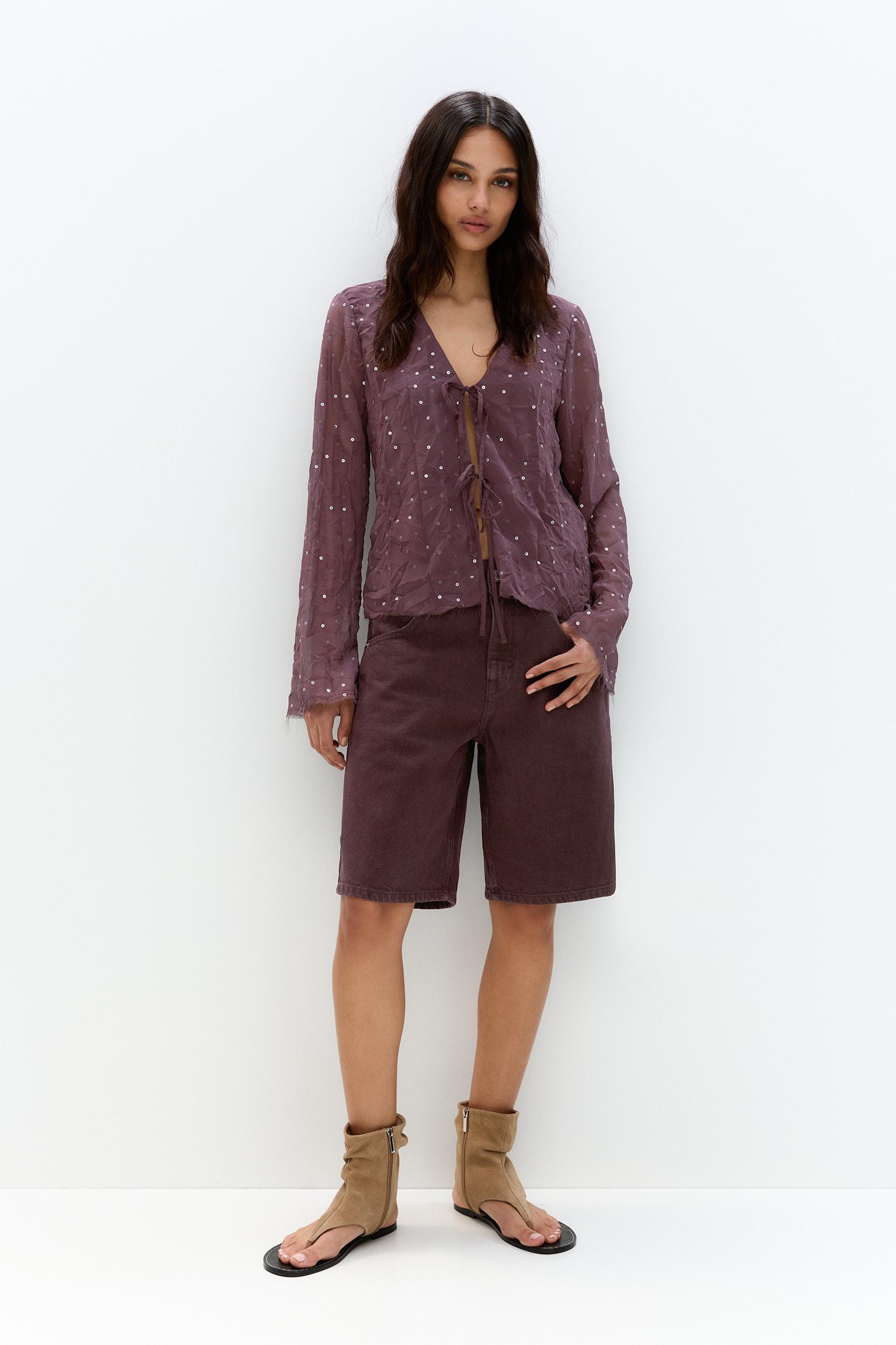 Sequined tulle blouse Product Image