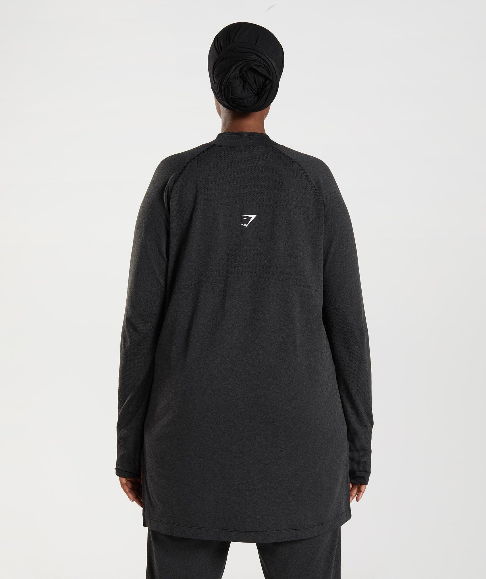 Gymshark Vital Long Line Top - Black Marl Female Product Image