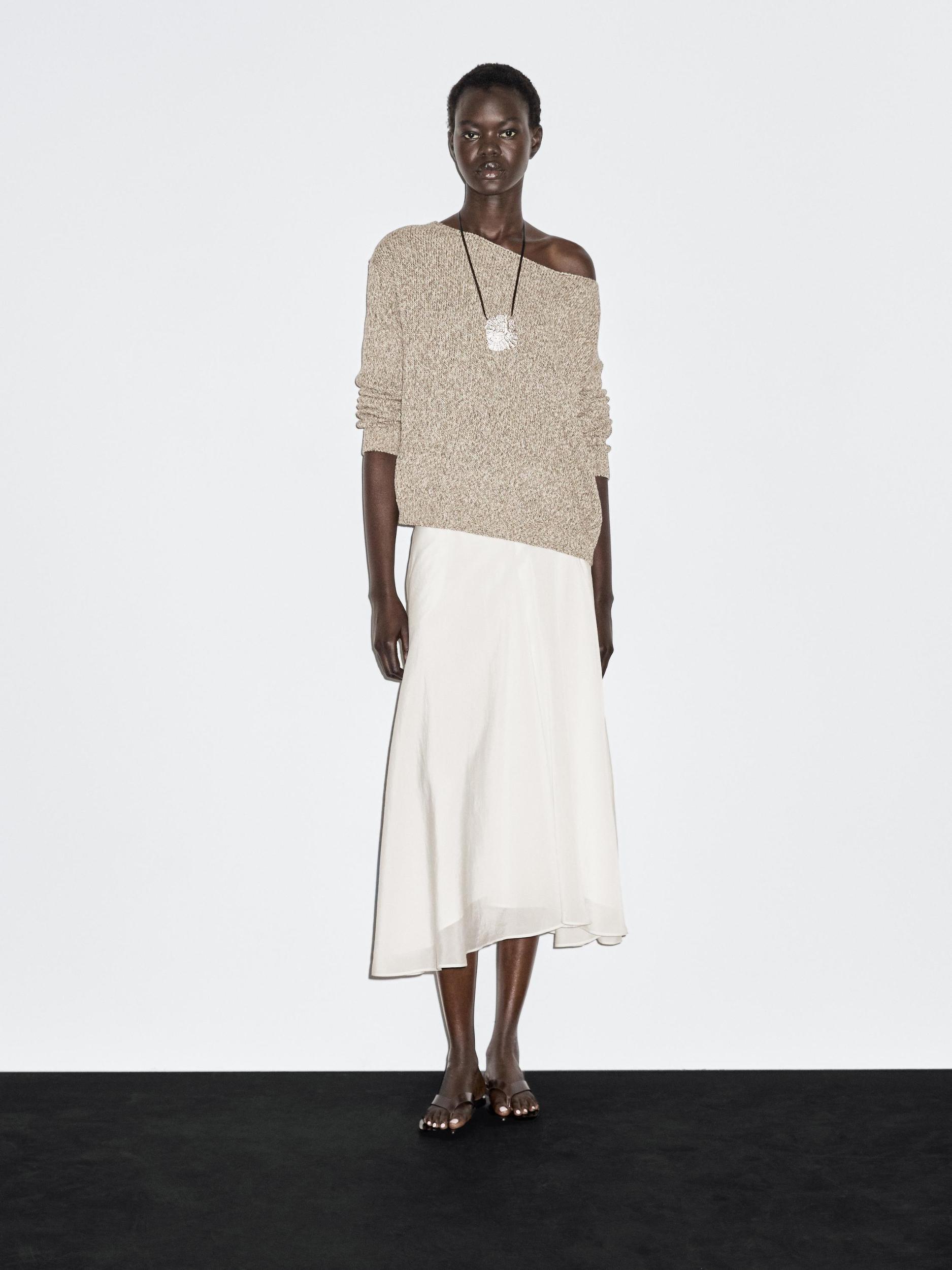 Midi skirt with yoke and flounce Product Image