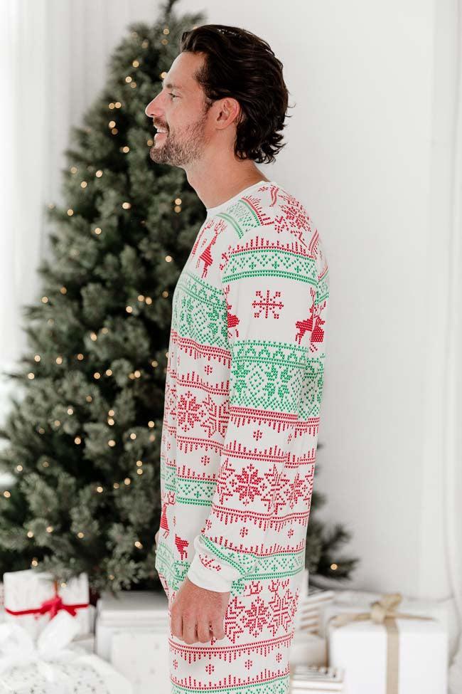 Sleigh All Day Men Red and Green Fair Isle Pajama Top FINAL SALE Male Product Image