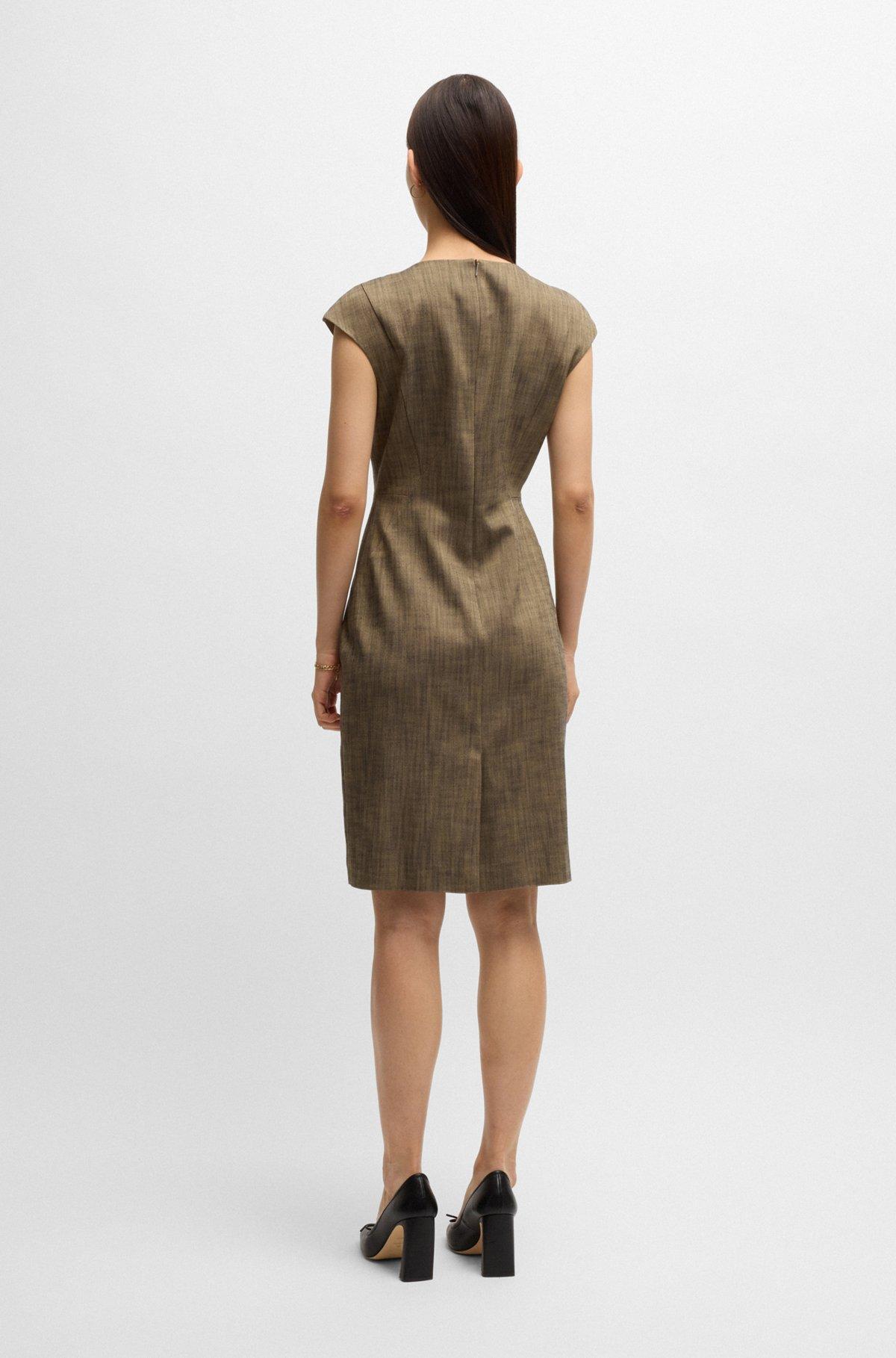 Cap-sleeve dress in melange stretch sharkskin Product Image