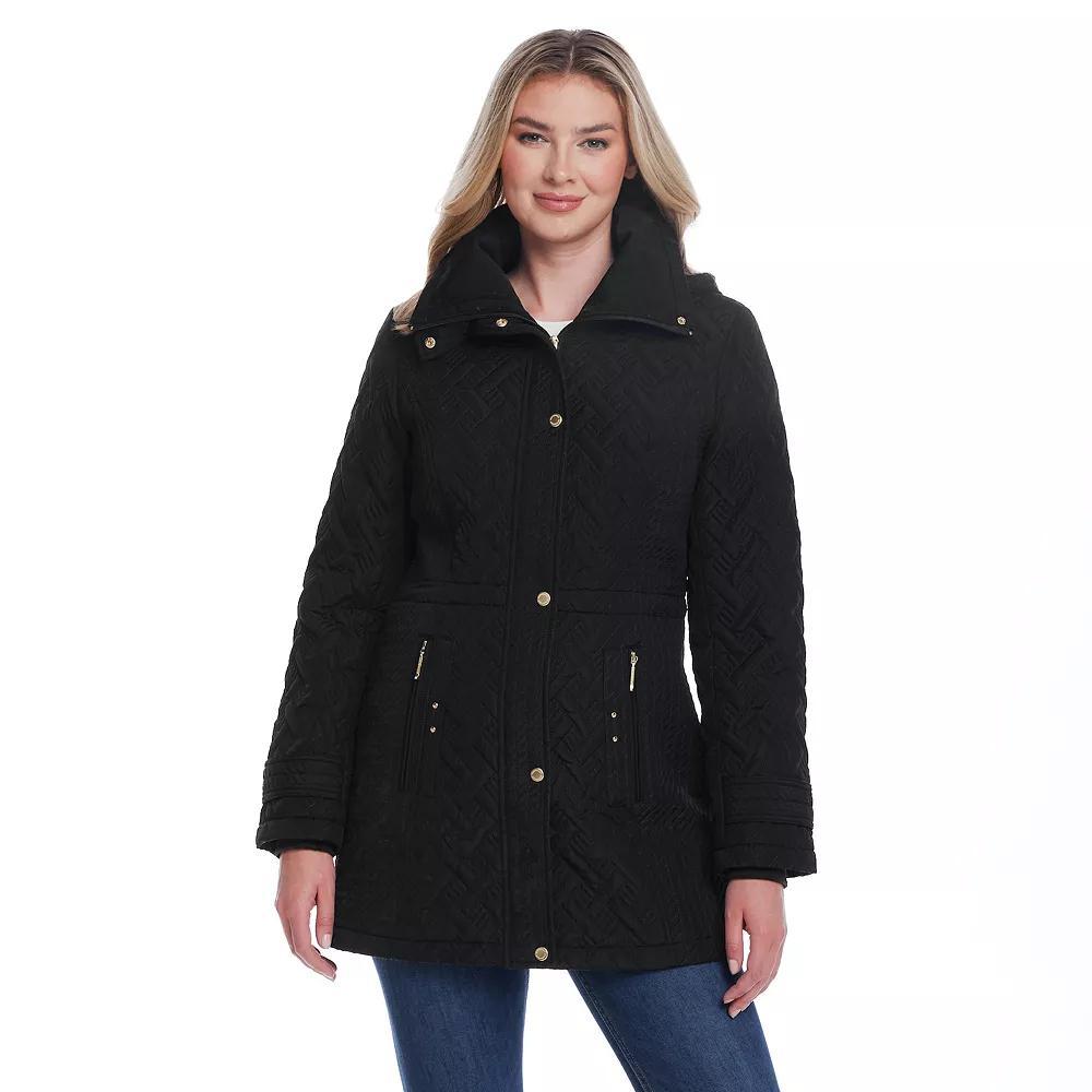 Women's Weathercast Knit Collar Quilted Jacket, Size: Medium, Black Product Image