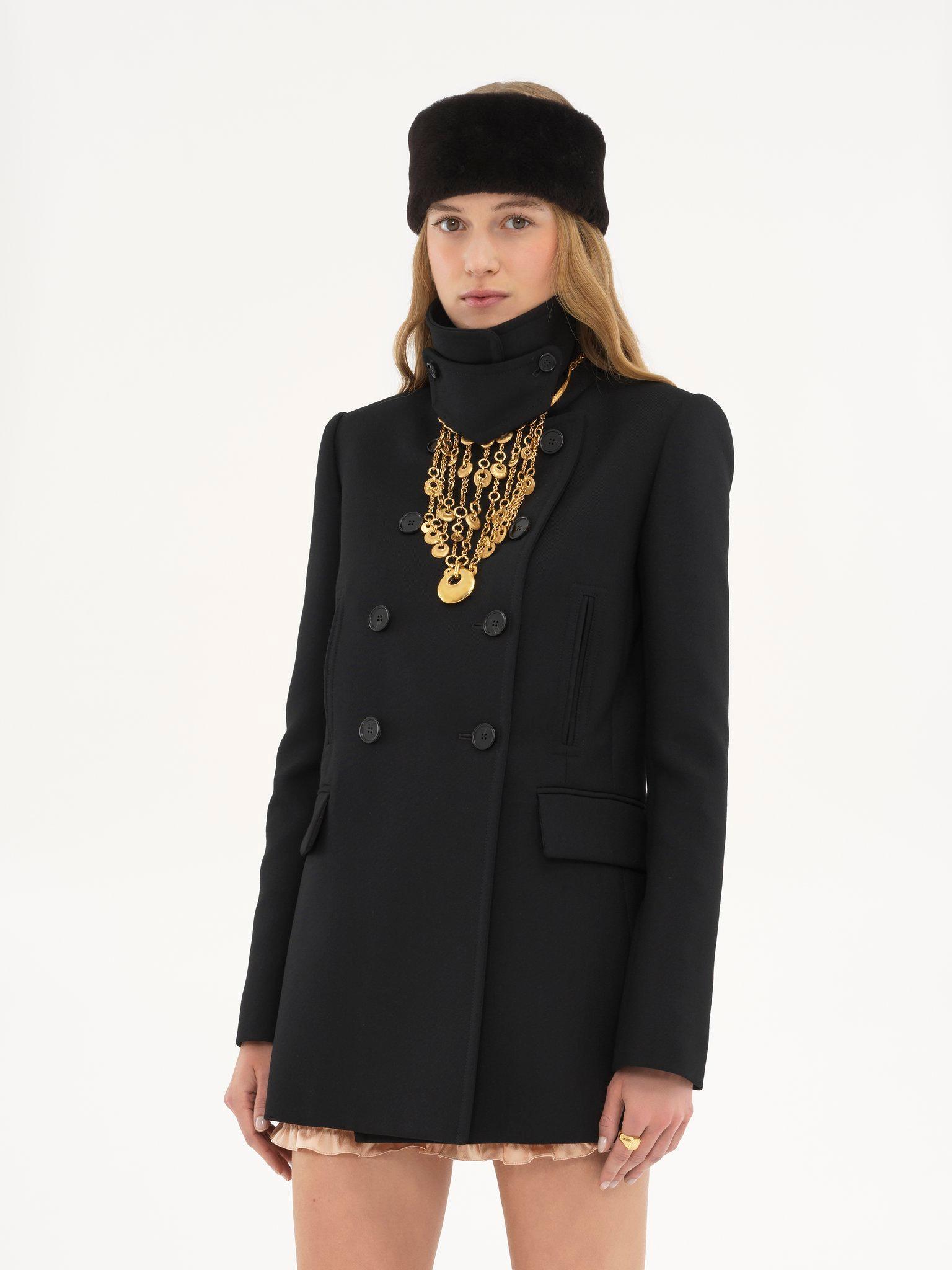 Tailored pea coat in wool gabardine Product Image