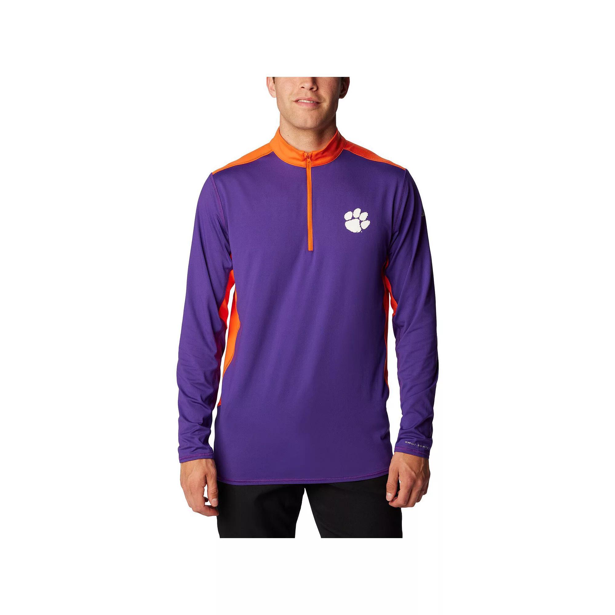 Men's Columbia Purple Clemson Tigers Tech Trail™ Omni-Shade Quarter-Zip Top, Size: XL Product Image