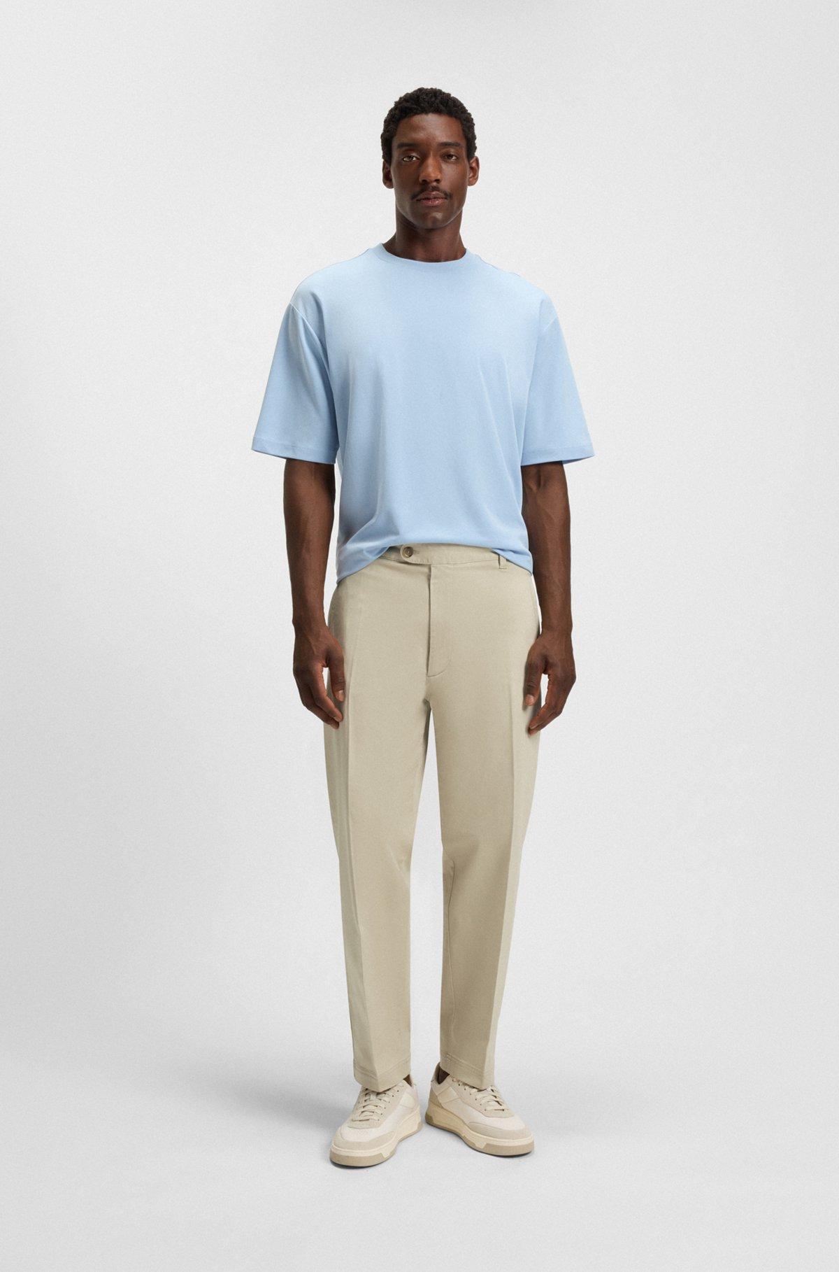 BOSS - Straight-fit trousers in stretch-cotton dobby - Light Beige Product Image