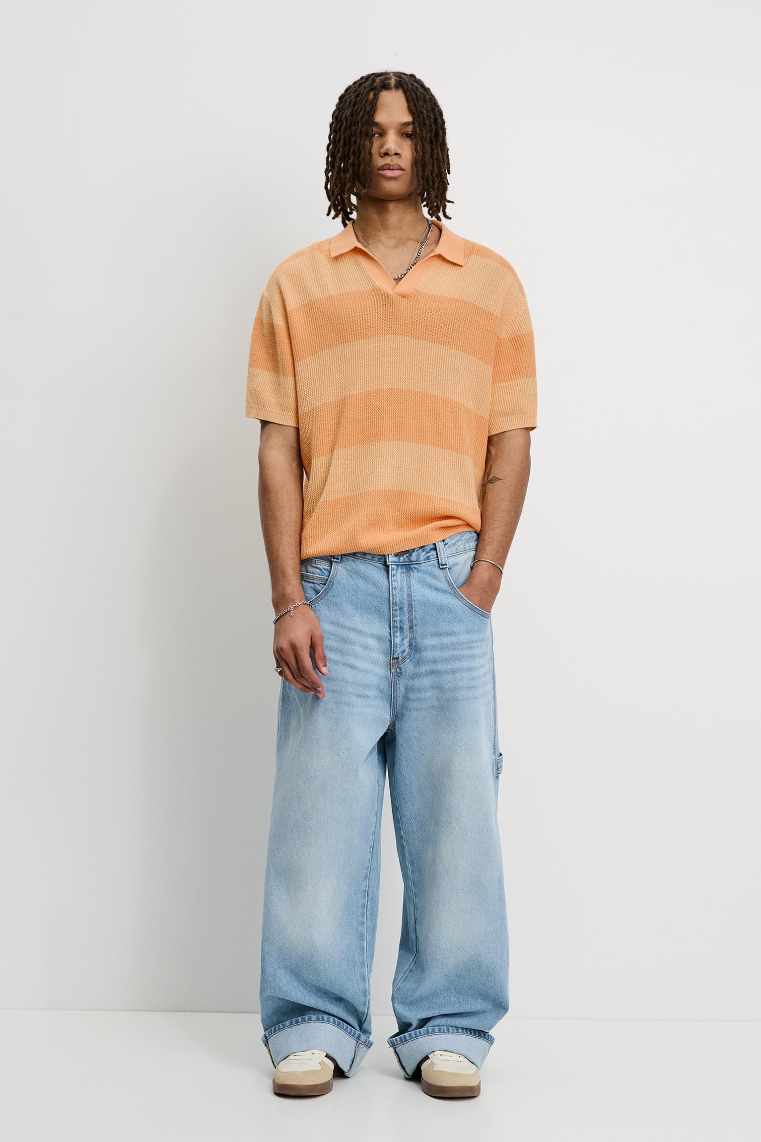 Textured striped polo shirt Product Image