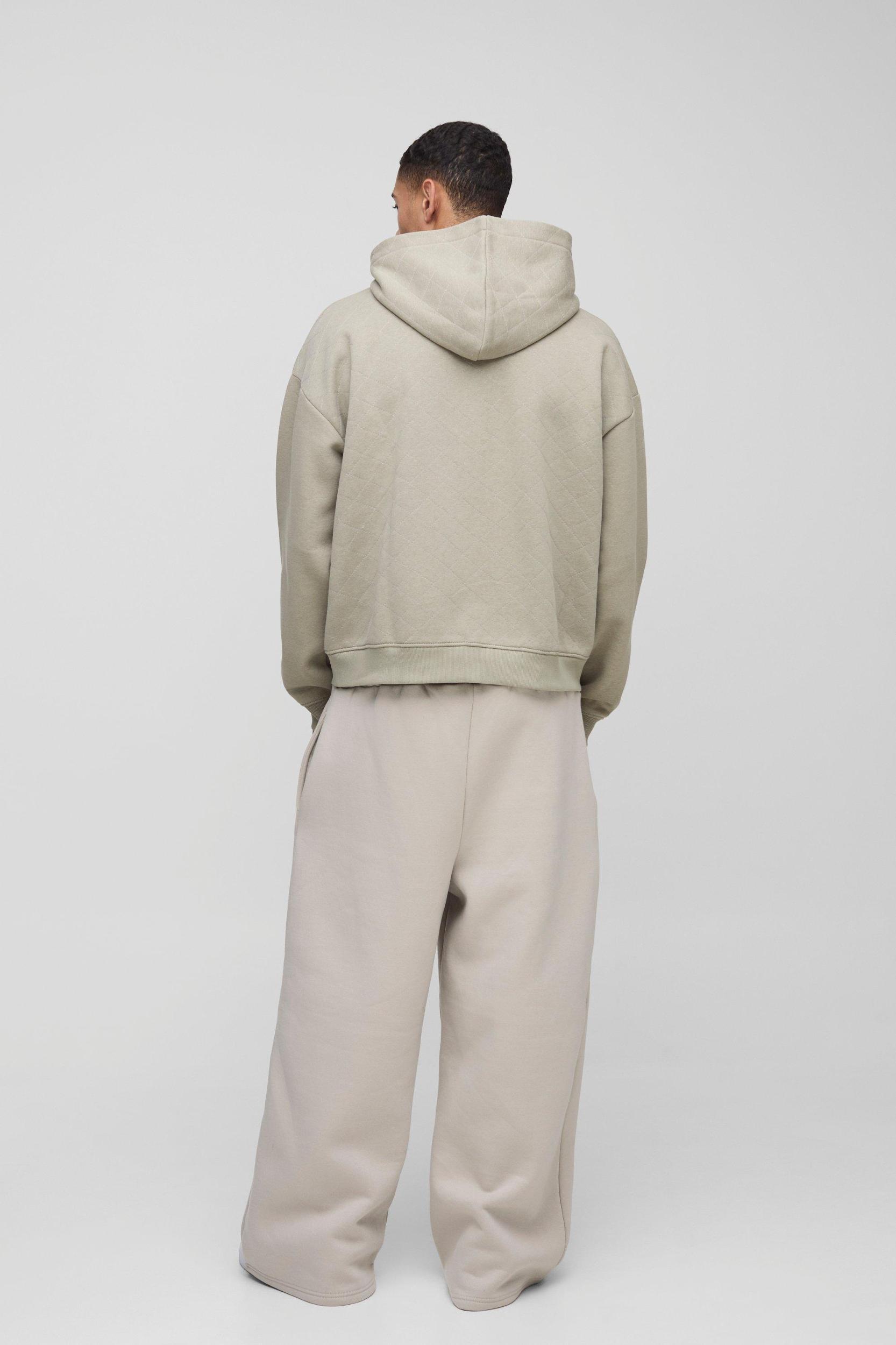 Oversized Boxy Quilted Zip Through Hoodie | boohooMAN USA Product Image