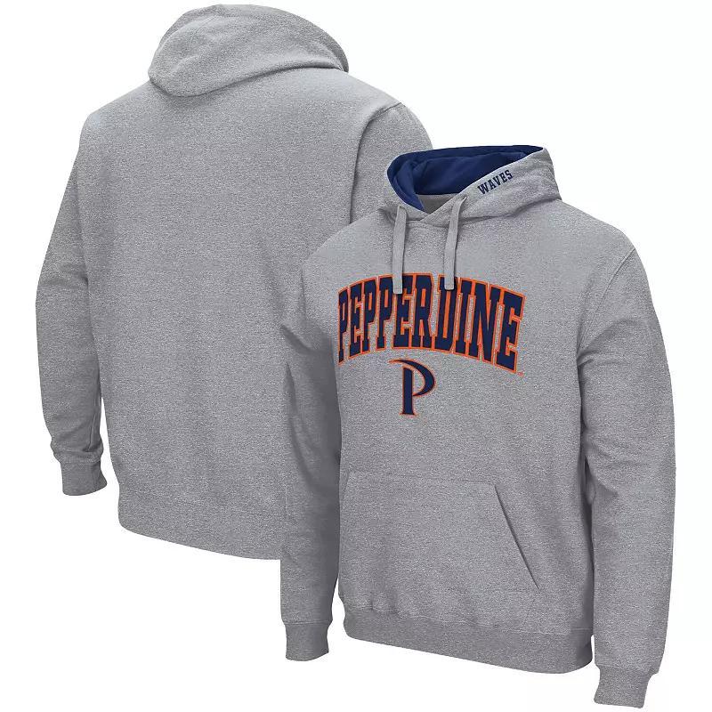 Men's Colosseum Heathered Gray Pepperdine Waves Arch and Logo Pullover Hoodie,  Product Image