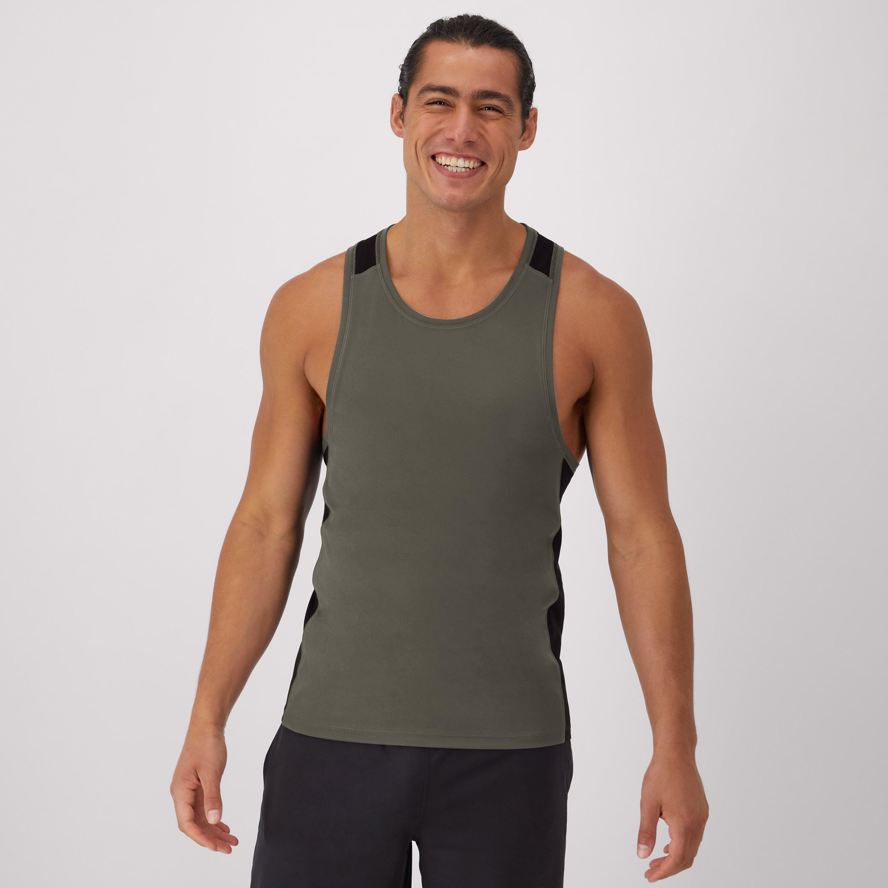 Hanes Moves Mens Air Mesh Tank Grey Encore/Black XS Product Image