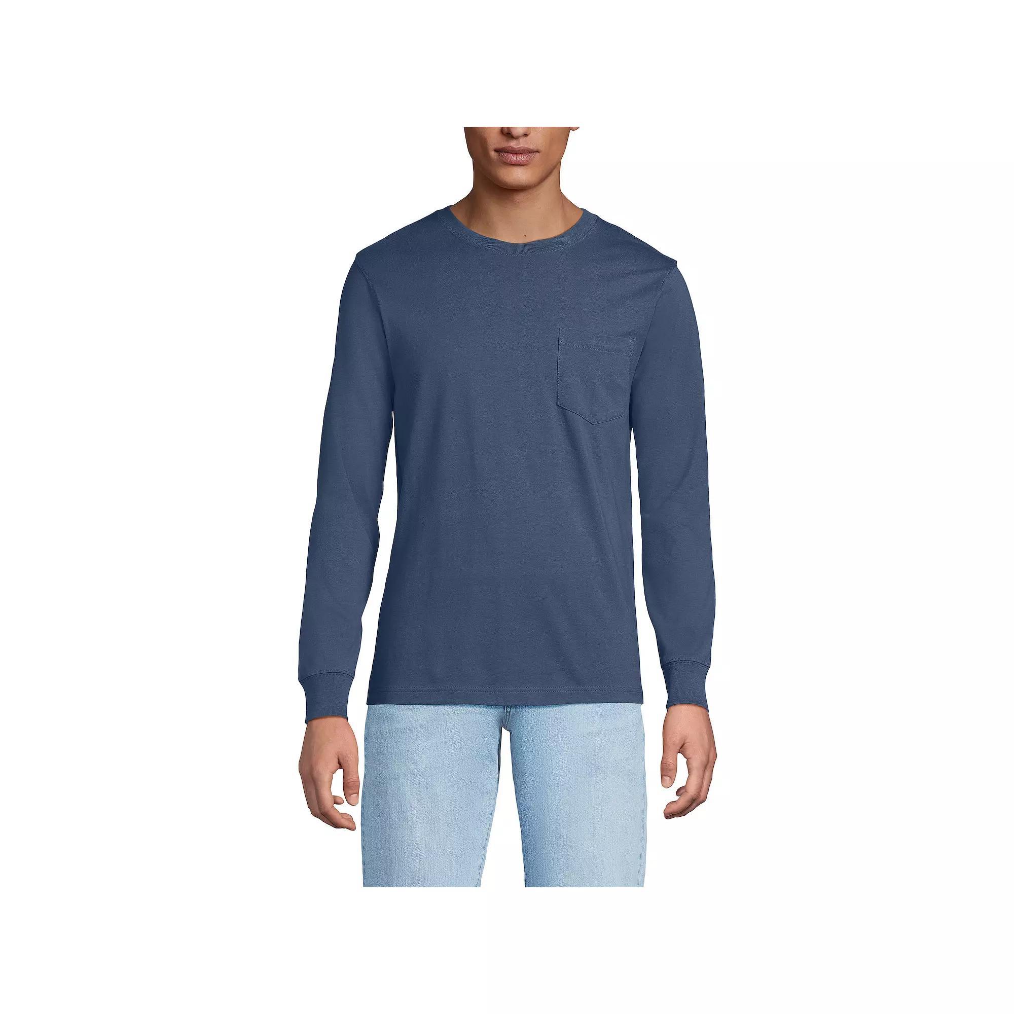Big & Tall Lands' End Long Sleeve Super Pocket Tee, Men's,  Product Image