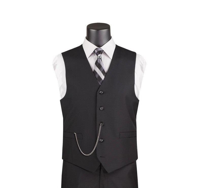 Black Slim Fit Vest Single Breasted 5 Button Design Product Image