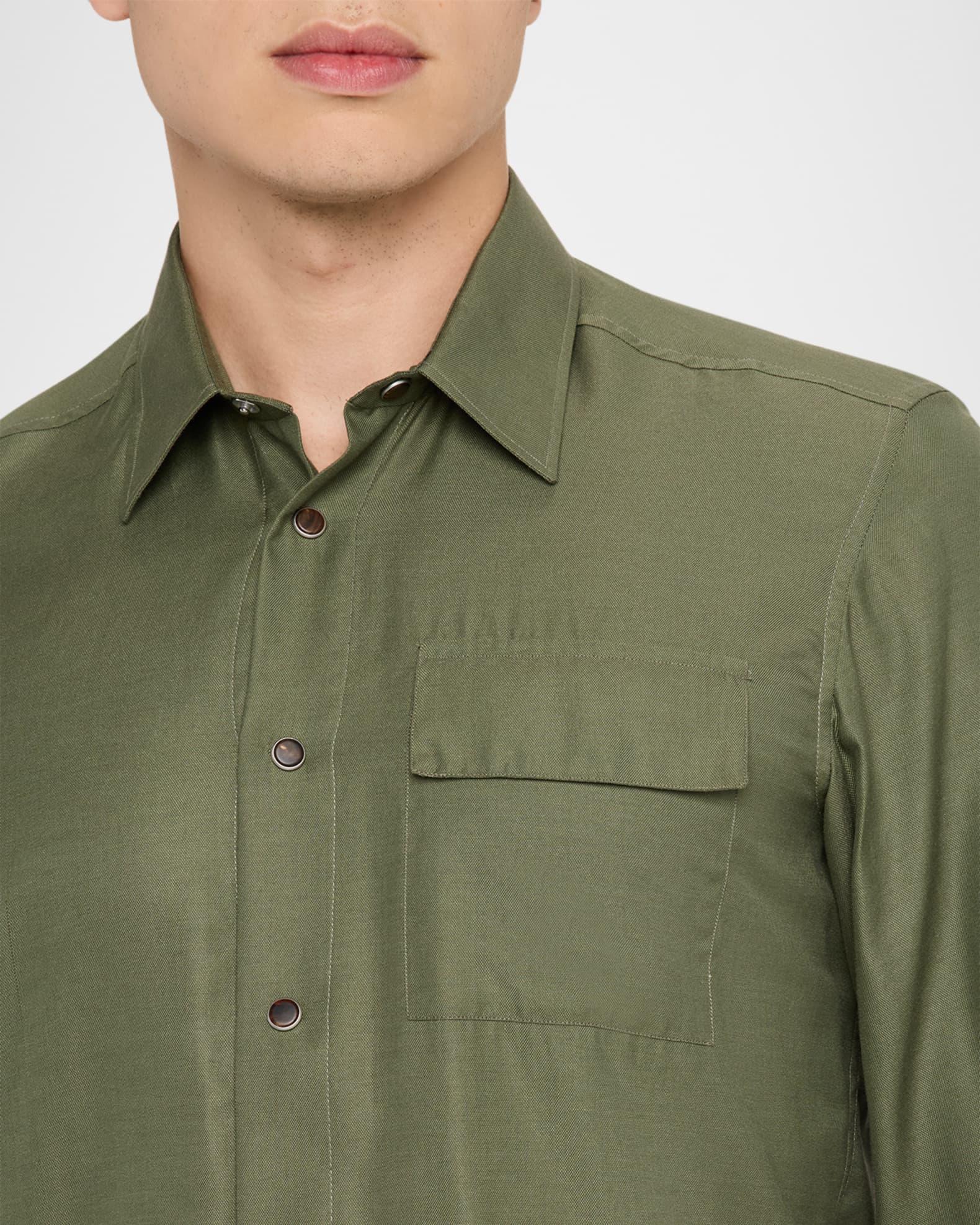 Men's Cotton and Silk Snap-Front Overshirt Product Image