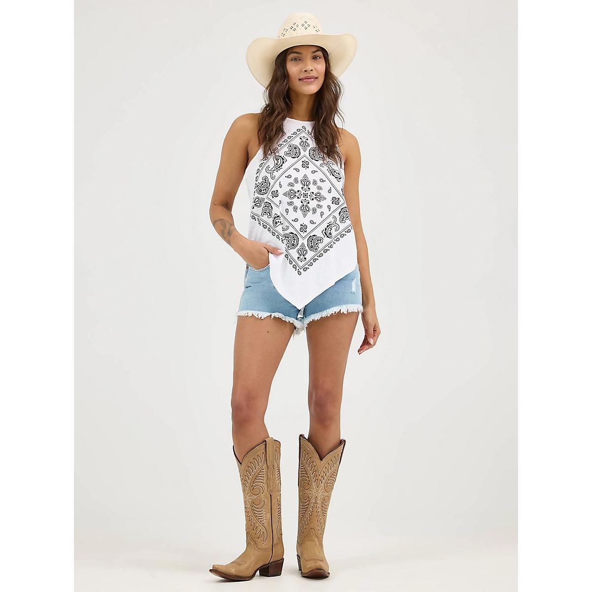 Women's Wrangler Bandana Diamond Front Tank in Washed Product Image