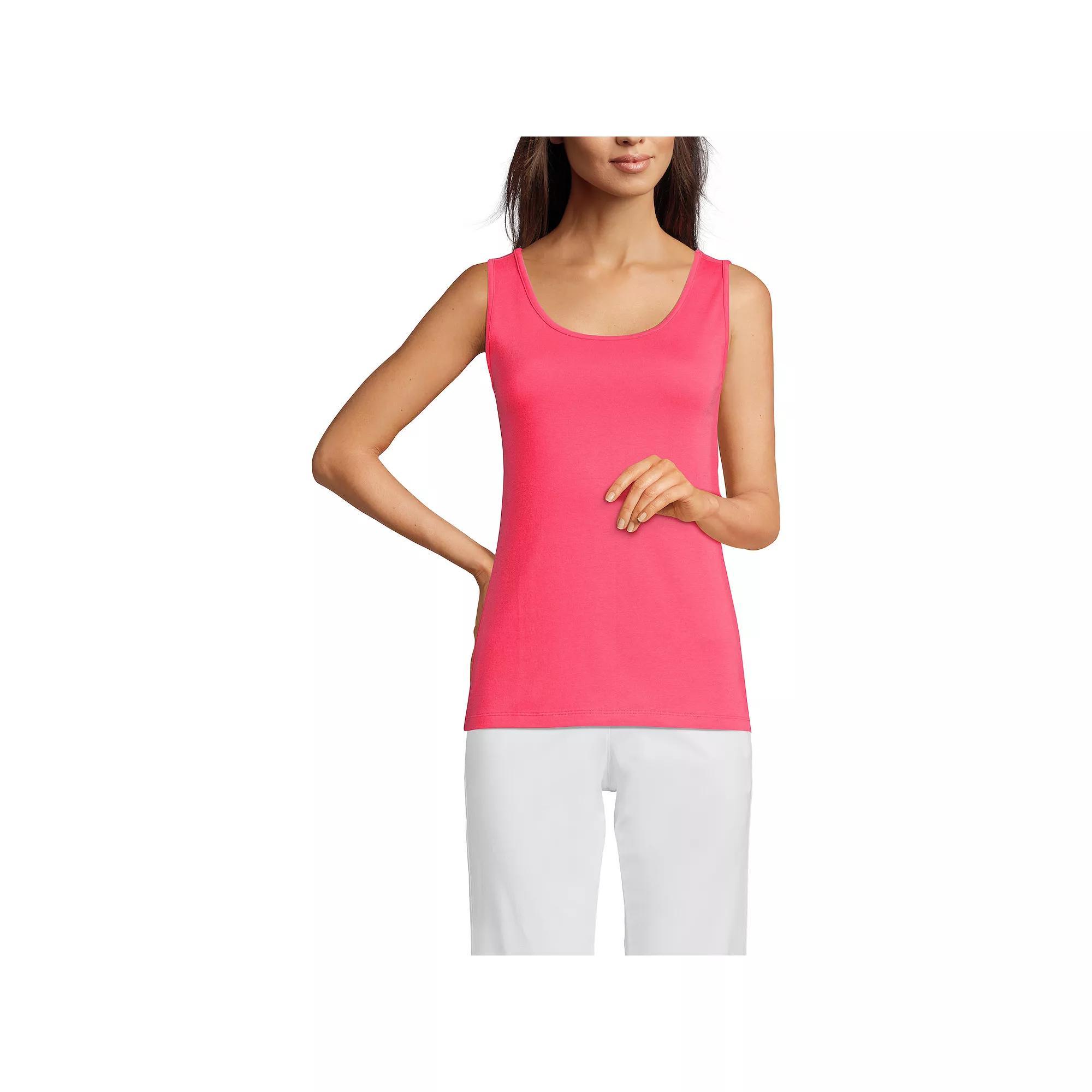 Women's Lands' End Cotton Tank Top, Size: Large, Rouge Pink Product Image