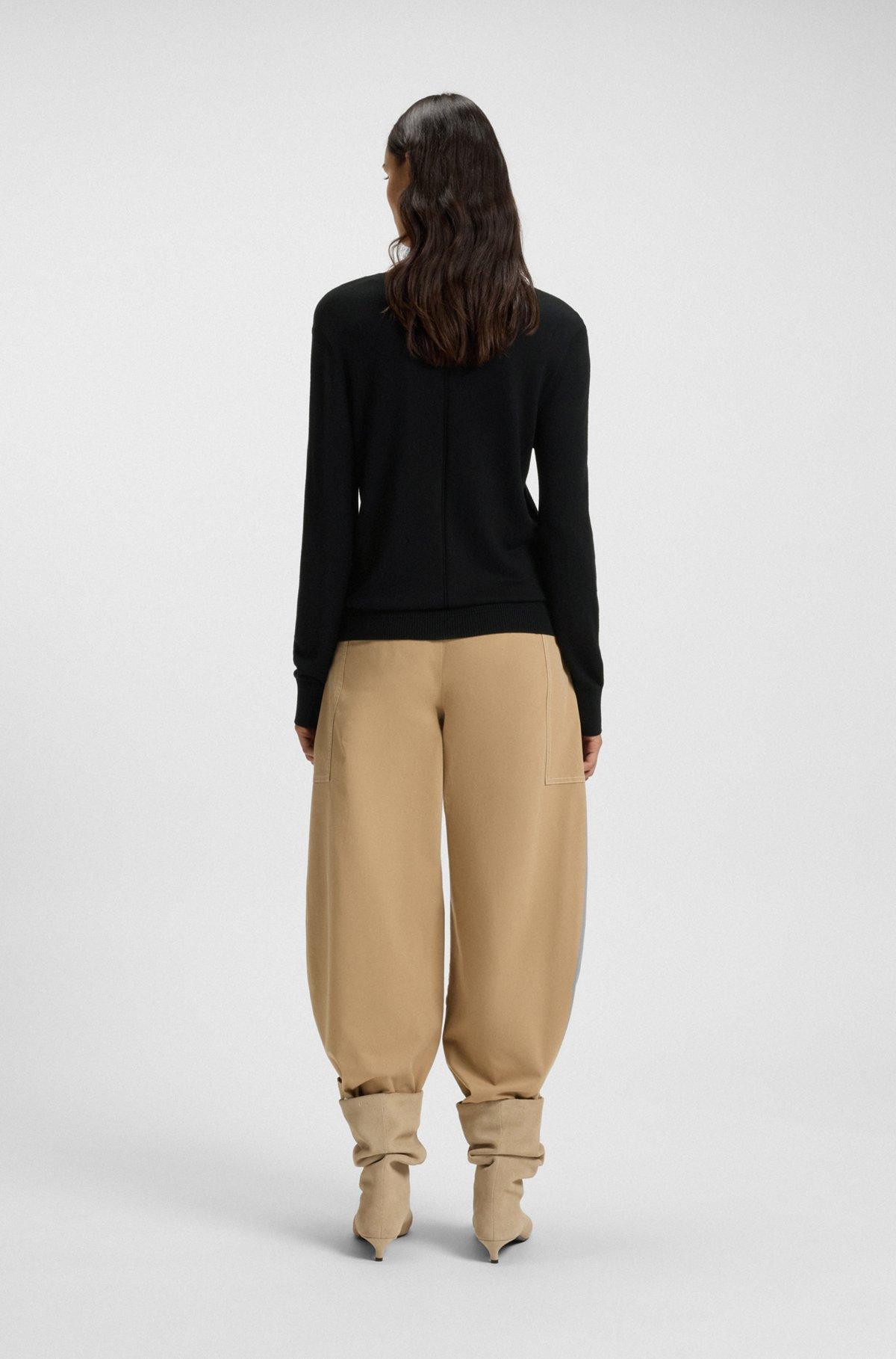 V-neck sweater with openwork stitching Product Image