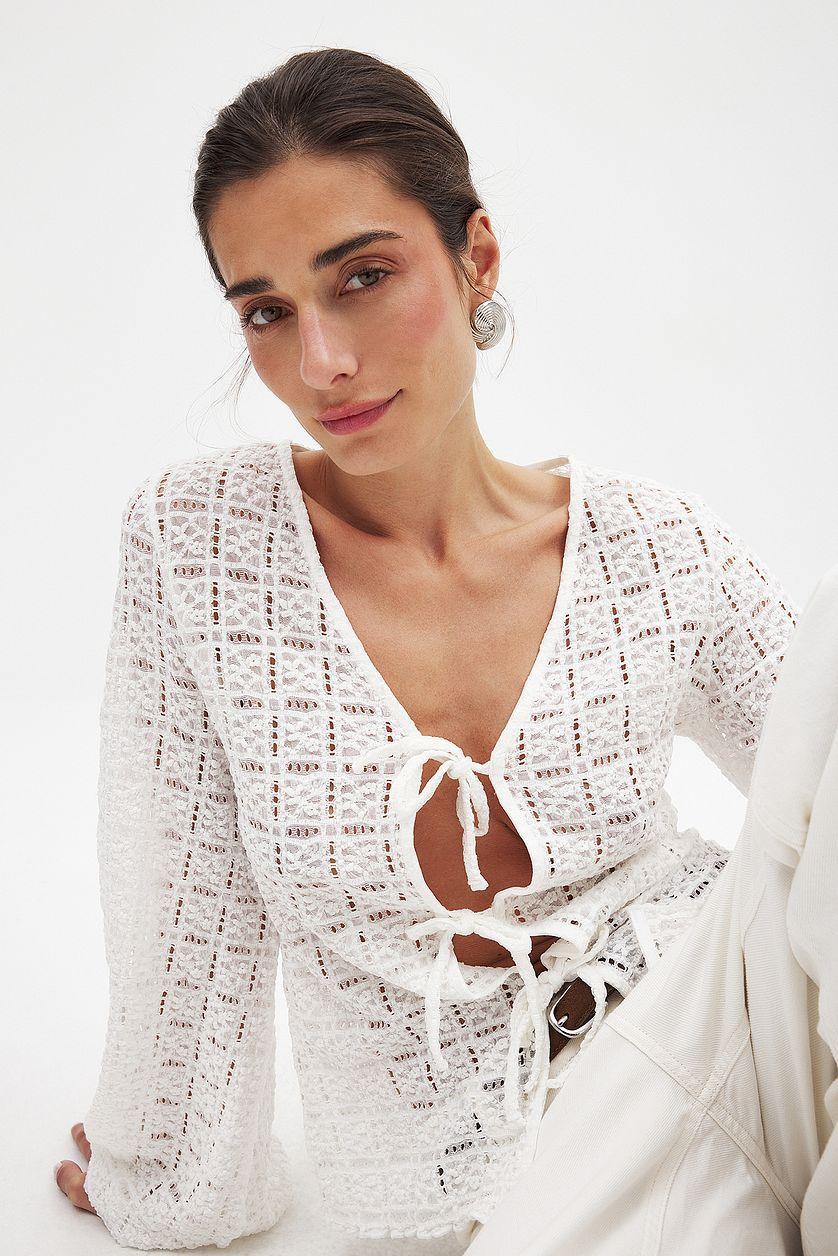 Balloon Sleeve Tie Top Product Image