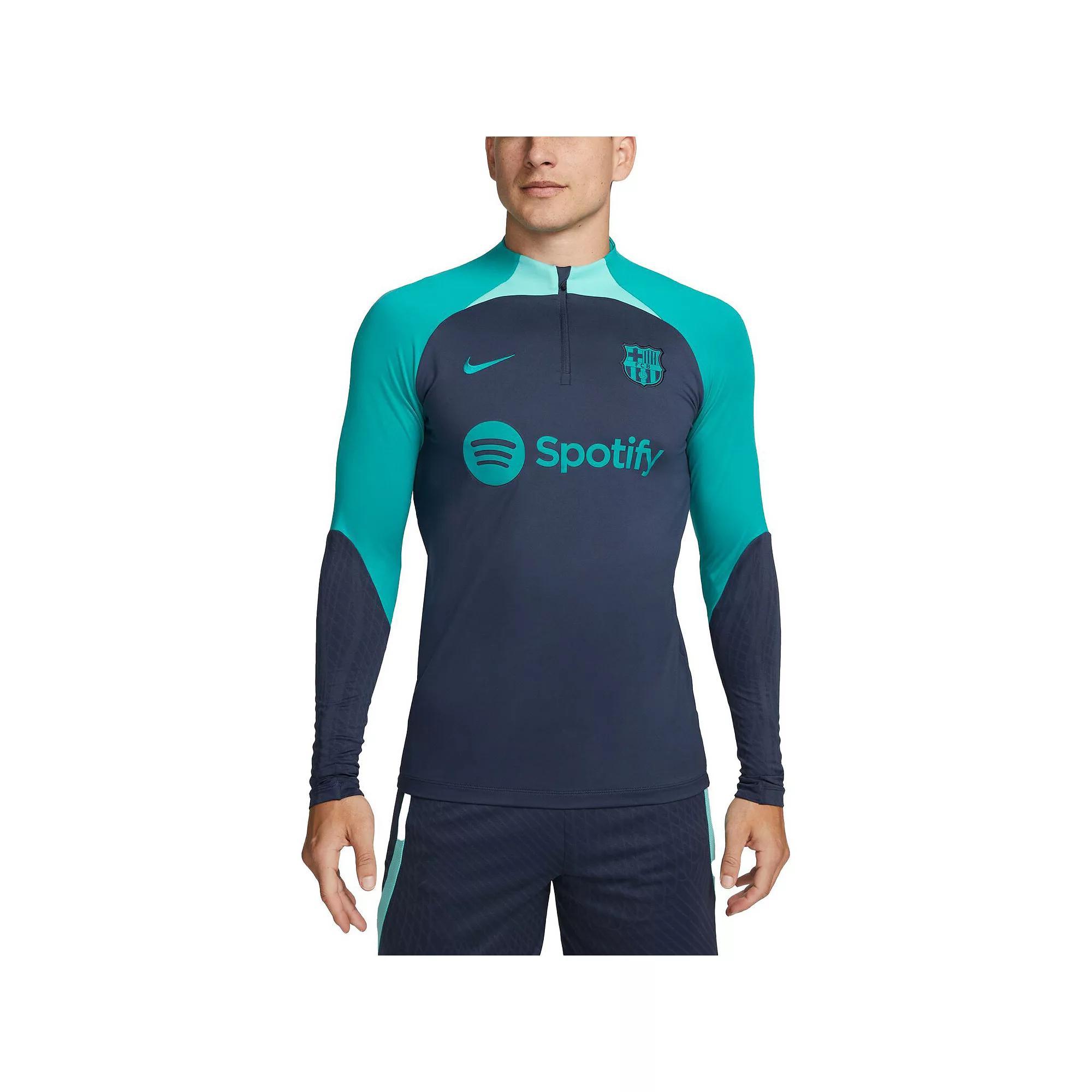 Men's Nike Navy Barcelona Strike Drill 2023/24 Performance Quarter-Zip Long Sleeve Top, Size: 2XL, Bar Blue Product Image