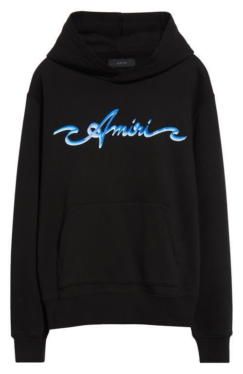 AMIRI Wave Logo Cotton Graphic Hoodie In Black Product Image