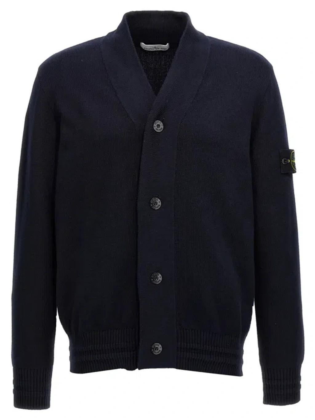 STONE ISLAND Compass-badge Cardigan In Blue Product Image